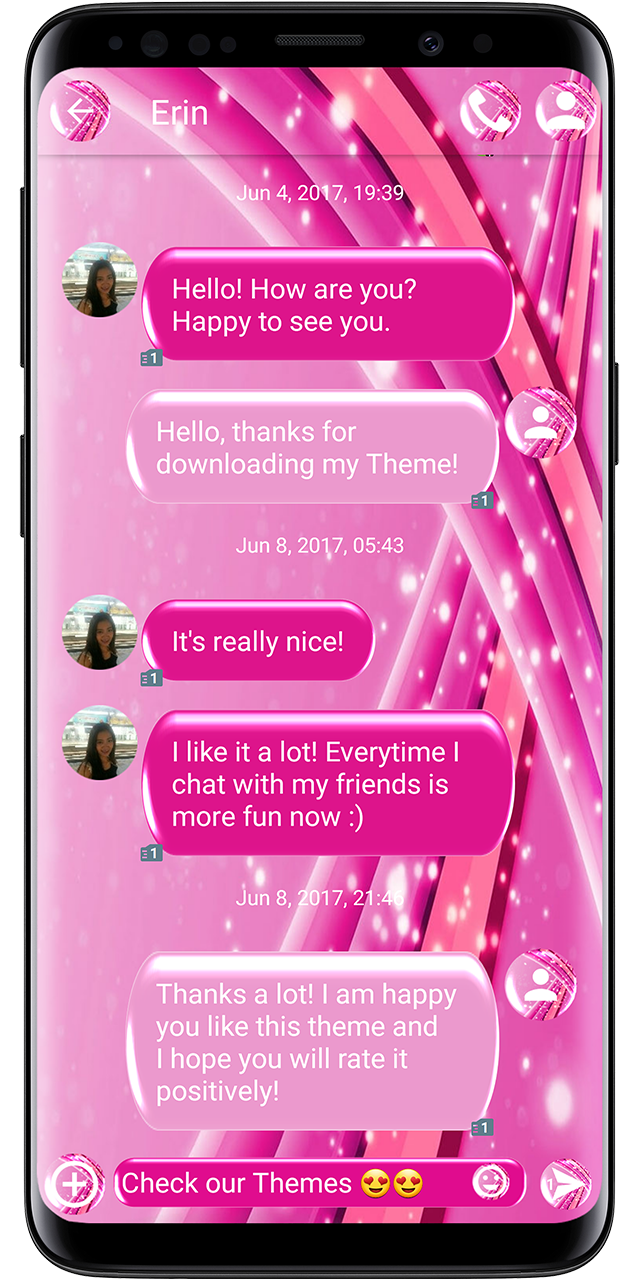اسکرین شات 1 برنامه SMS Theme Sparkling Pink love