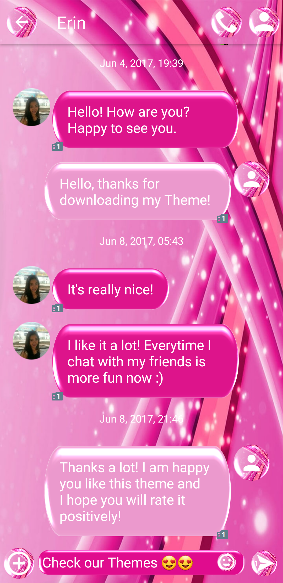 اسکرین شات 5 برنامه SMS Theme Sparkling Pink love