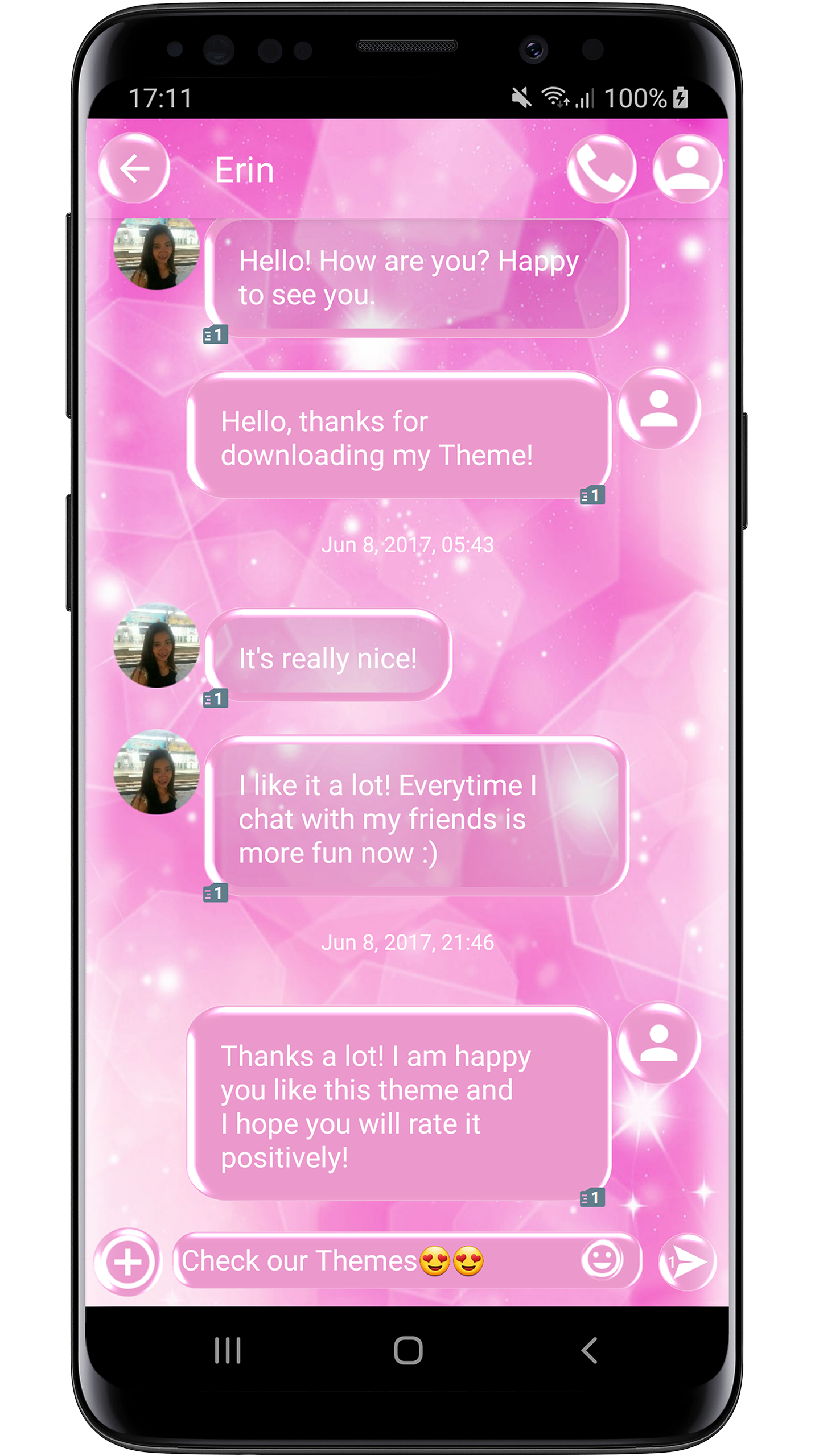 اسکرین شات 1 برنامه SMS Theme Sparkling Pink 2