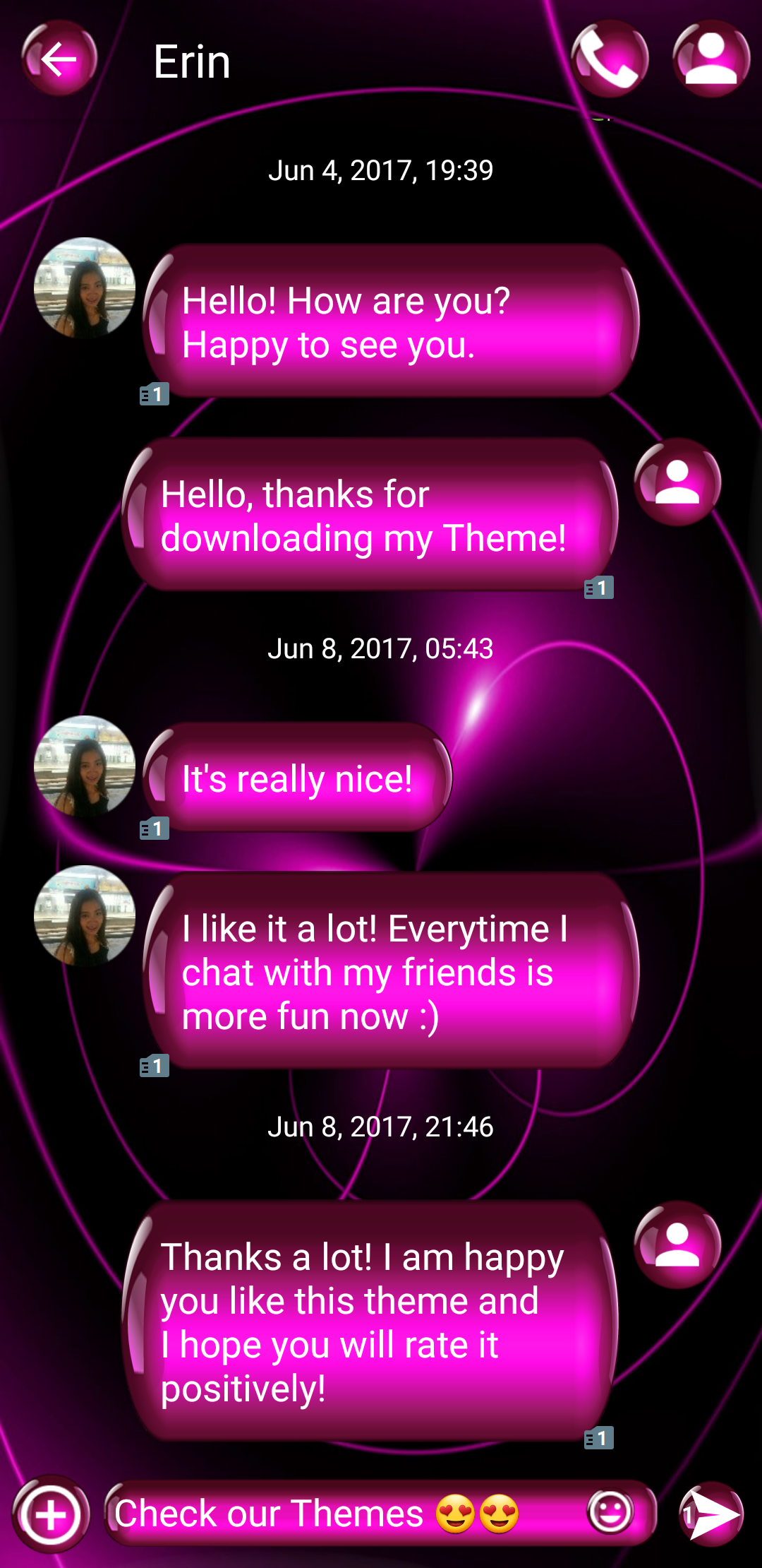 اسکرین شات 6 برنامه SMS Theme Sphere Pink - chat