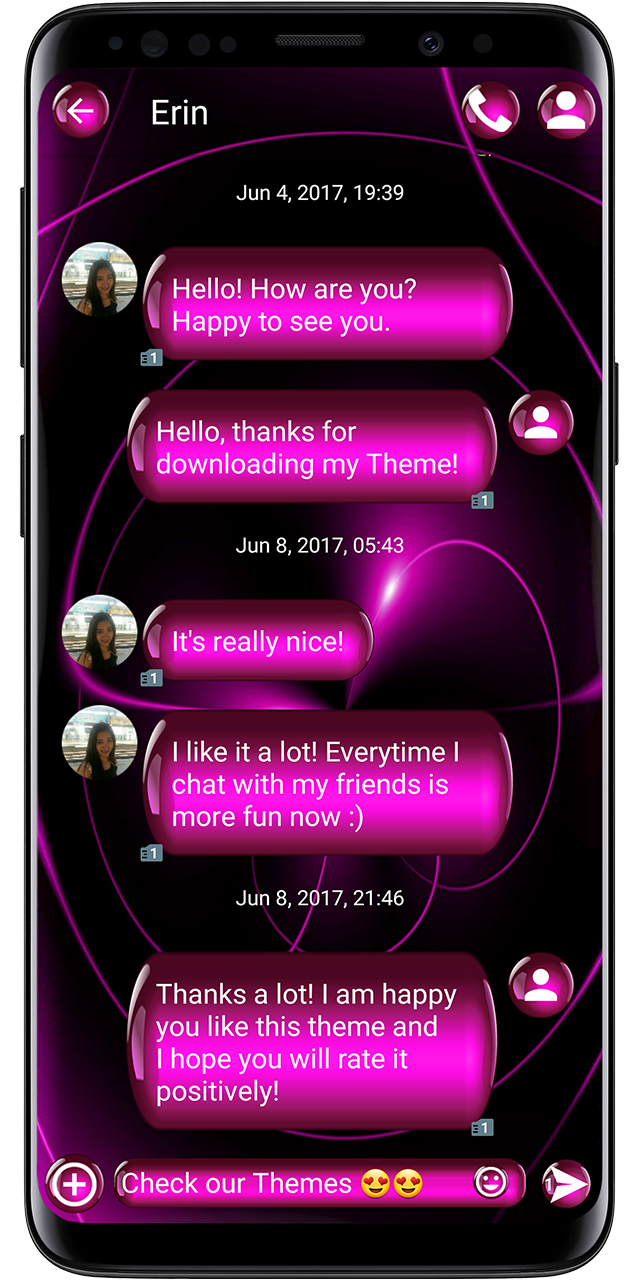 اسکرین شات 1 برنامه SMS Theme Sphere Pink - chat