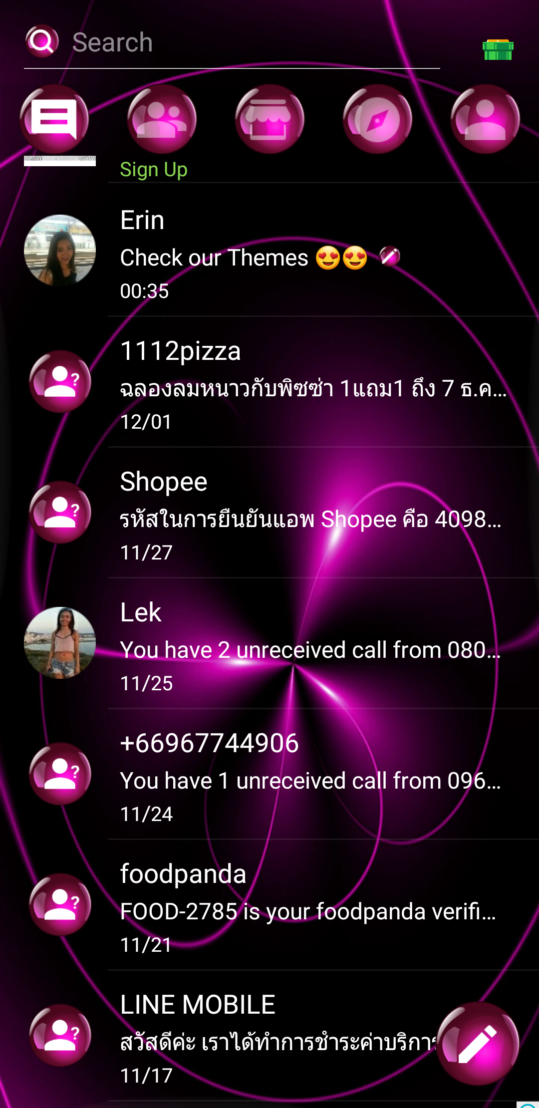 اسکرین شات 5 برنامه SMS Theme Sphere Pink - chat