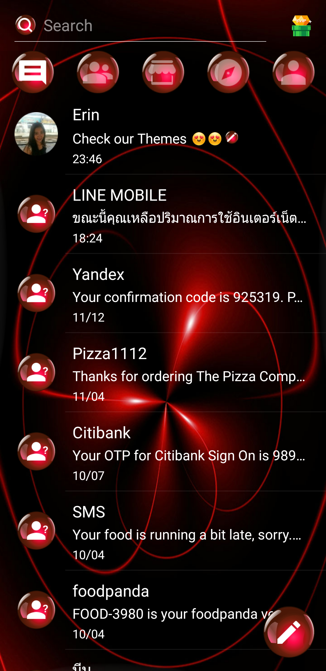 اسکرین شات 6 برنامه SMS Theme Sphere Red - black