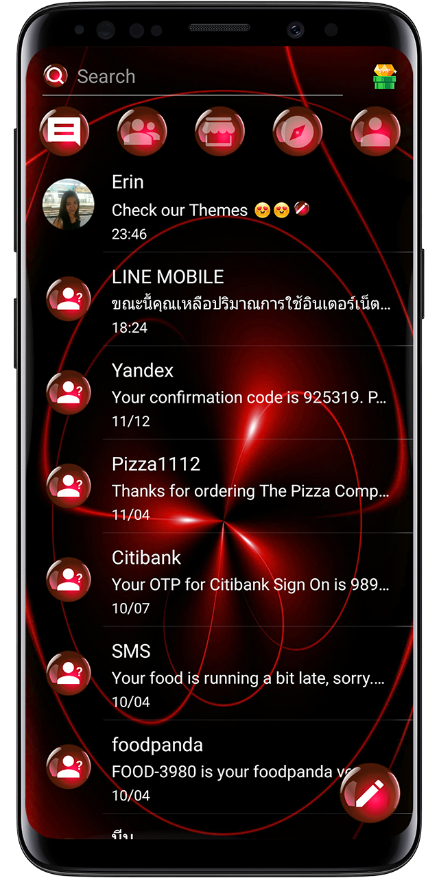 اسکرین شات 2 برنامه SMS Theme Sphere Red - black