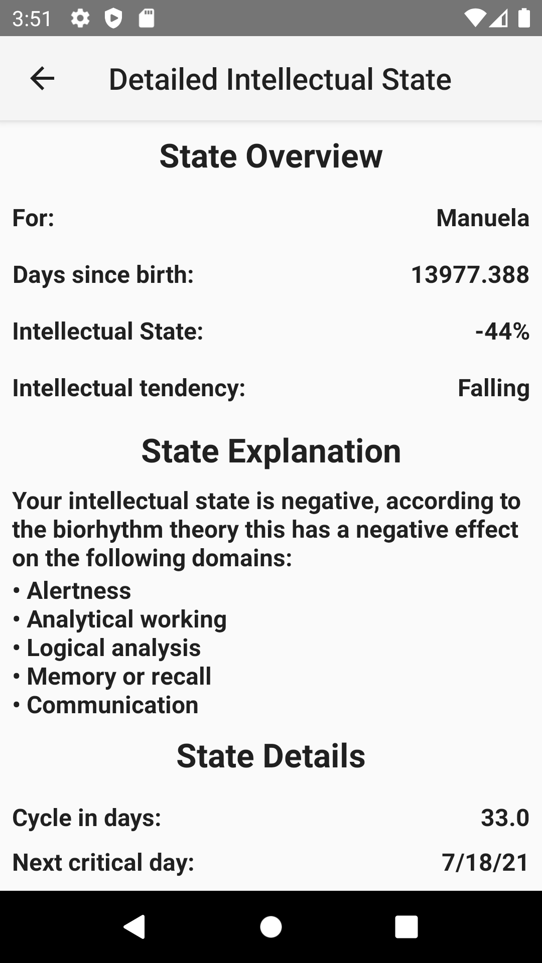 اسکرین شات 6 برنامه Biorhythm Calculator
