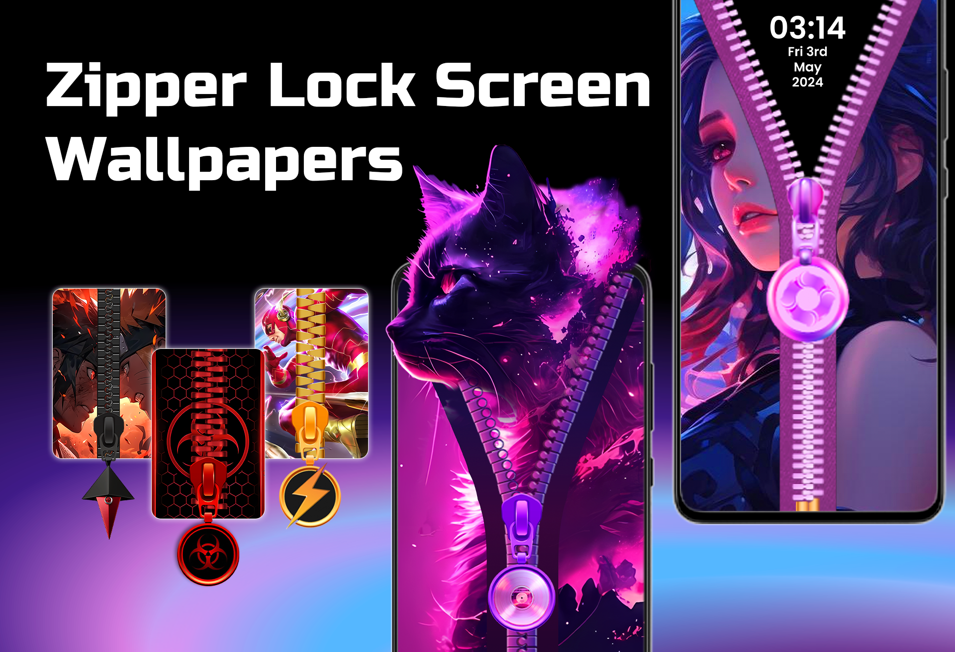 اسکرین شات 1 برنامه Zipper Lock Screen Wallpapers