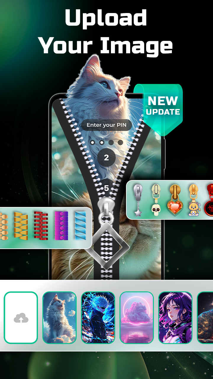 اسکرین شات 2 برنامه Zipper Lock Screen Wallpapers