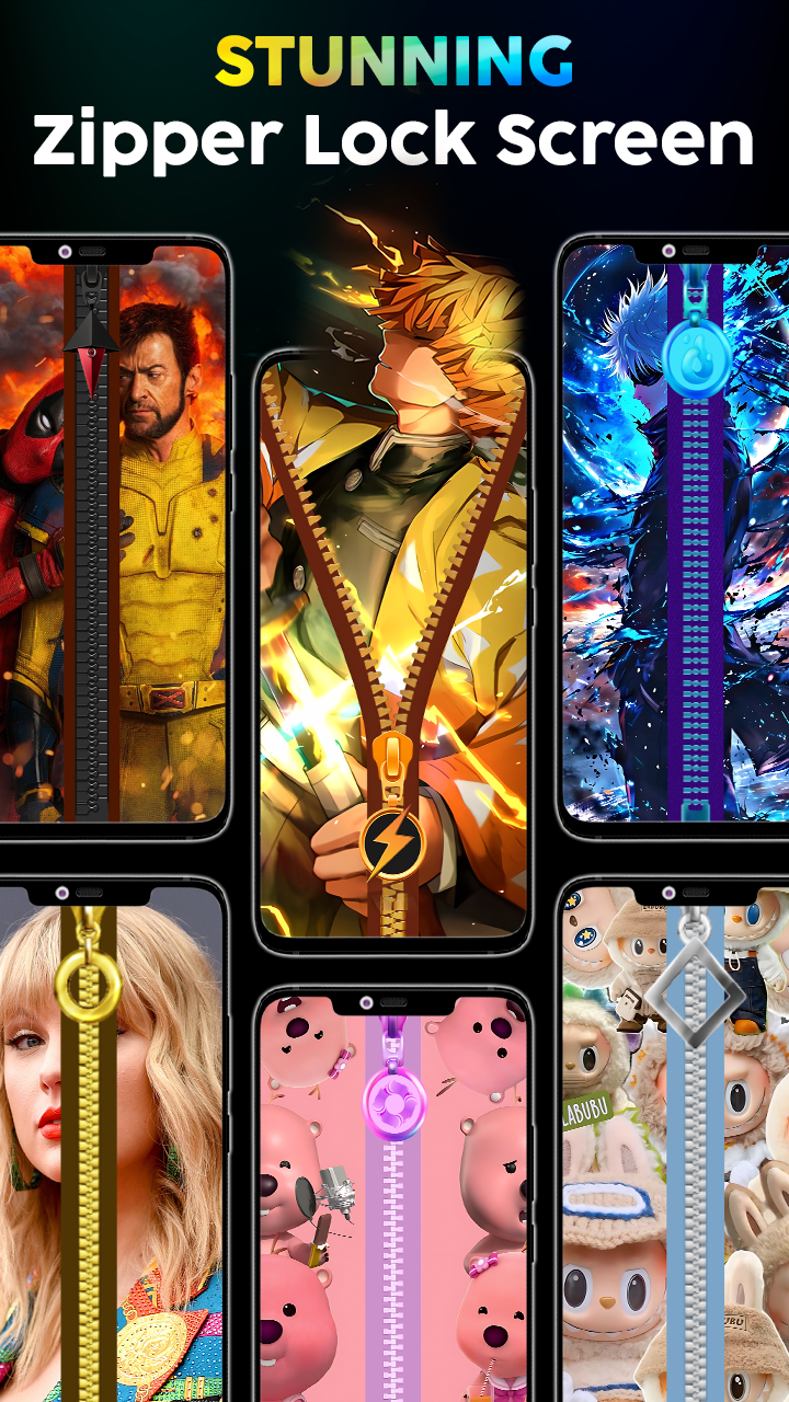اسکرین شات 3 برنامه Zipper Lock Screen - Zip Lock
