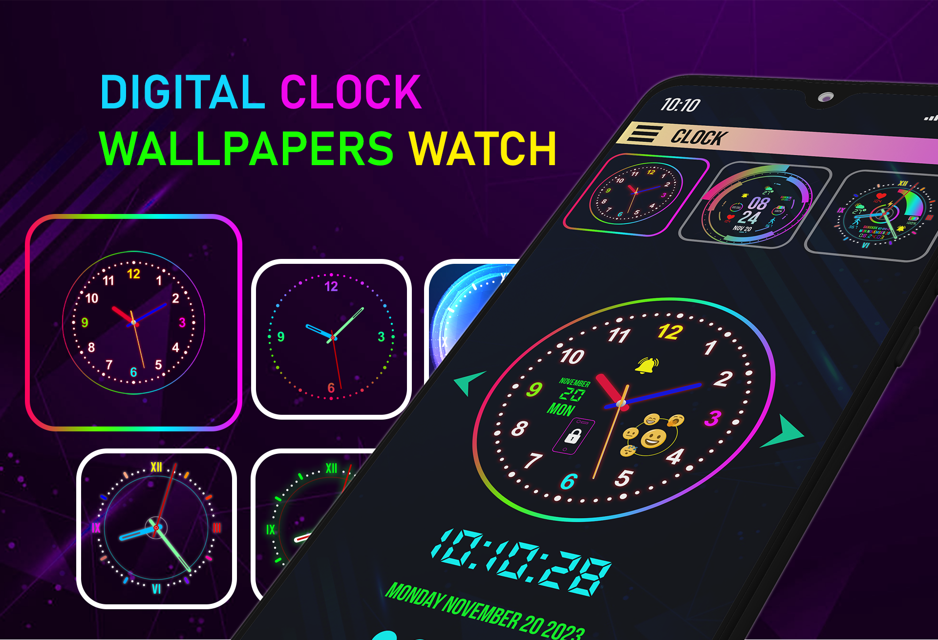 اسکرین شات 1 برنامه Neon Digital Clock Smart Watch
