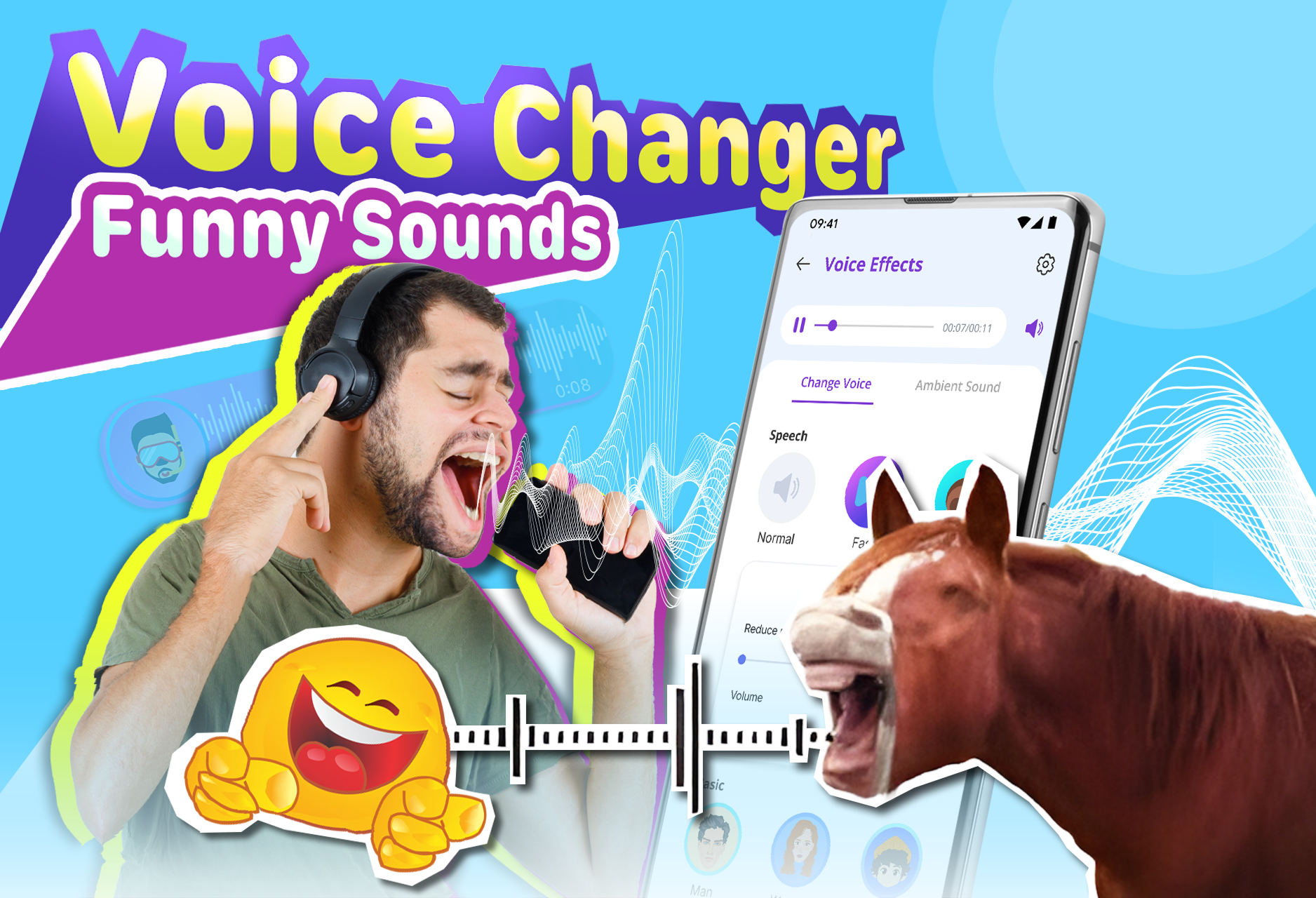 اسکرین شات 1 برنامه Voice Changer by Sound Effects