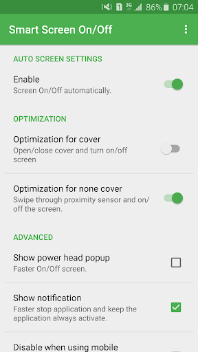 اسکرین شات 3 برنامه Smart Screen On/Off Auto