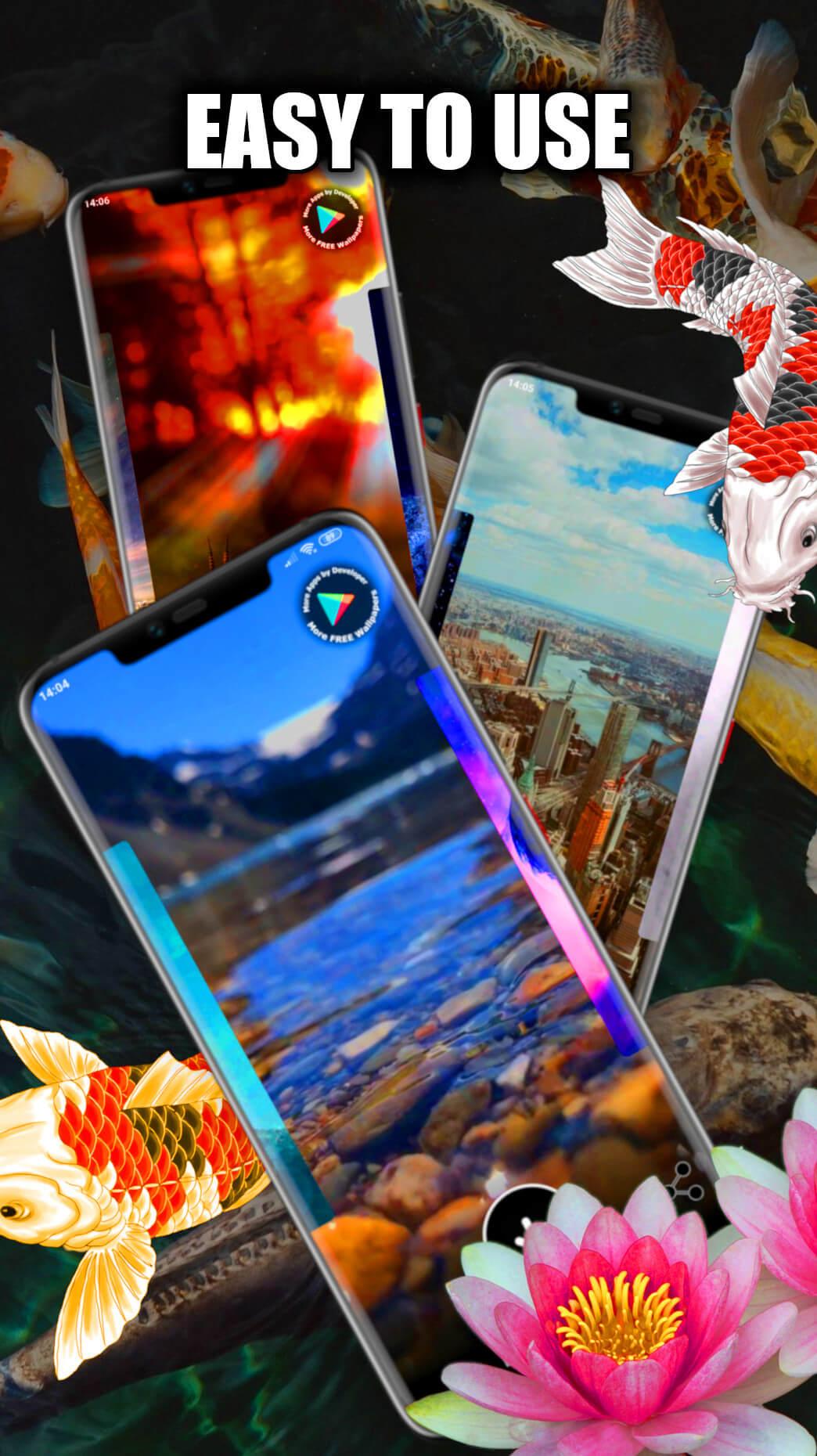 اسکرین شات 2 برنامه Koi Fish Wallpaper Live HD/3D