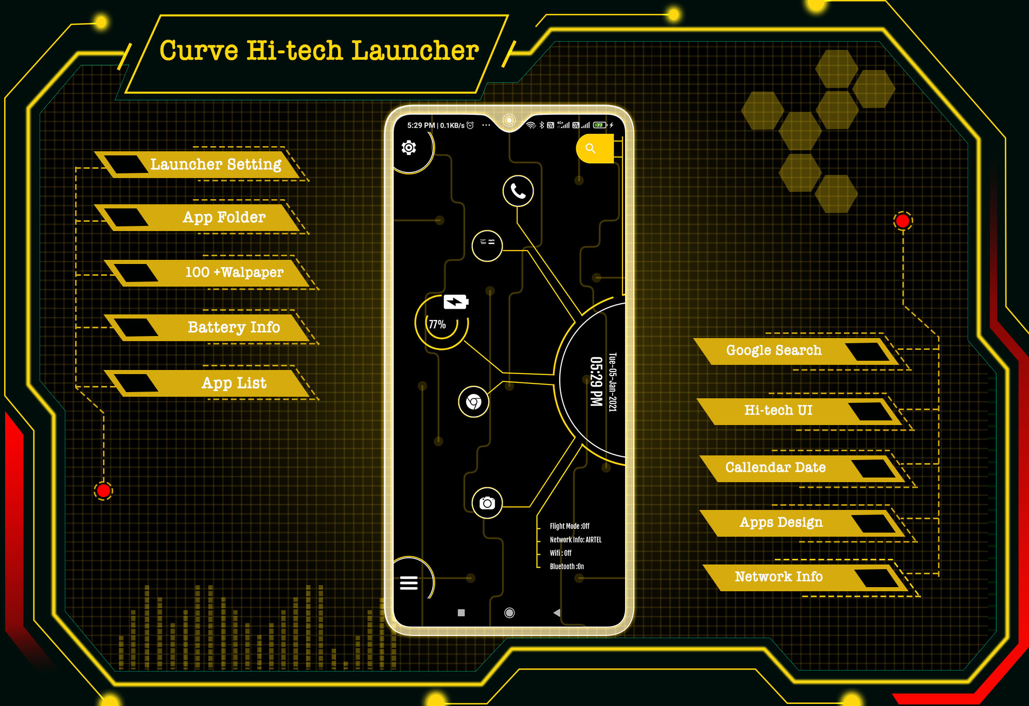 اسکرین شات 1 برنامه Curve Hitech launcher -Applock