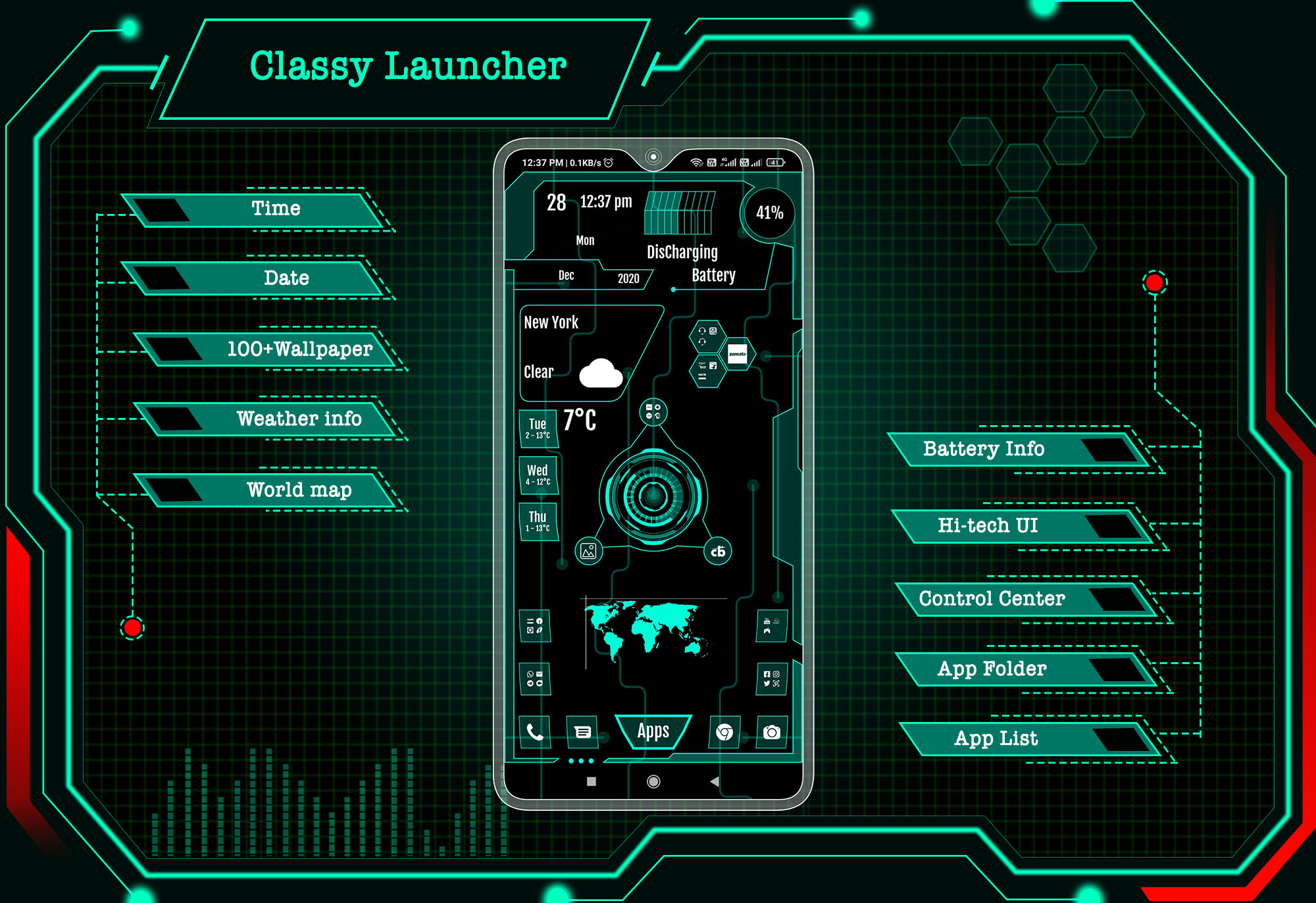 اسکرین شات 1 برنامه Classy Launcher -App lock,Hide