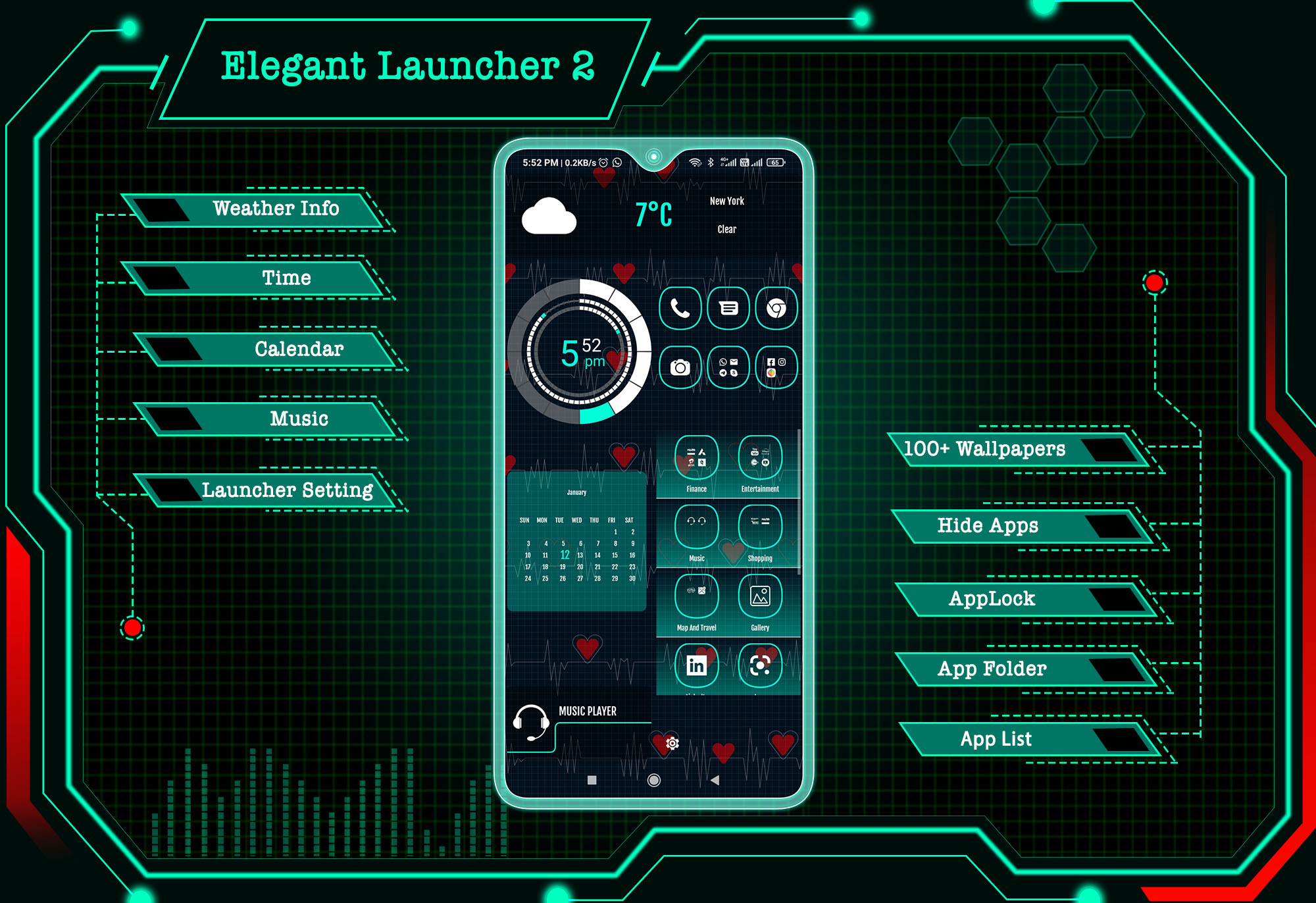 اسکرین شات 1 برنامه Elegant Launcher 2 - Applock