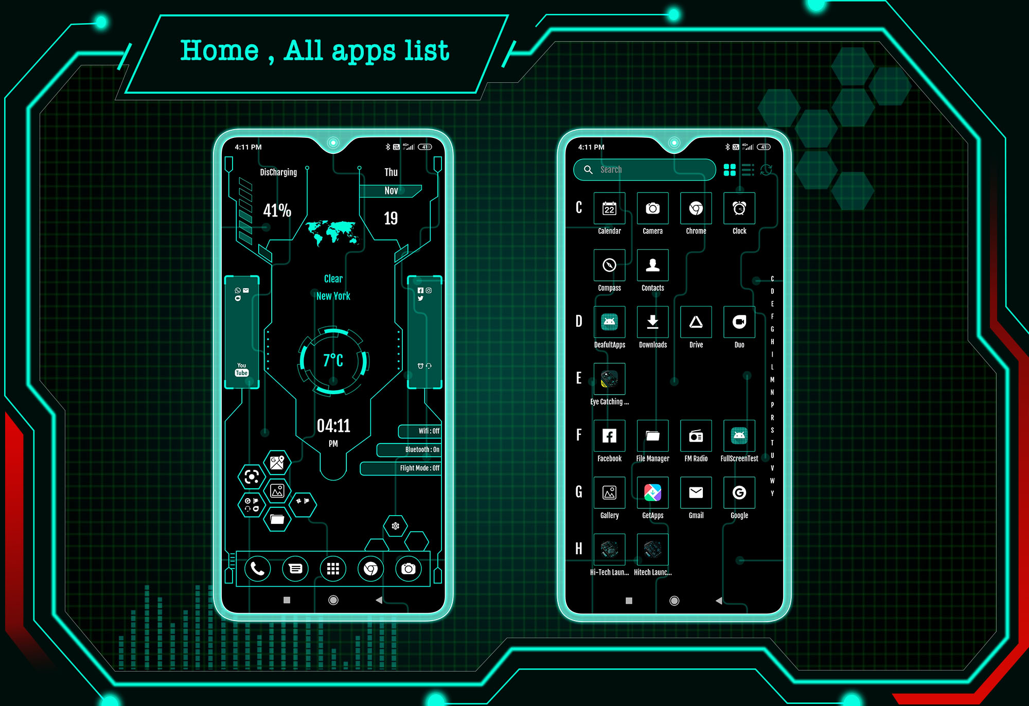 اسکرین شات 3 برنامه Hi-tech Launcher 2 - Future UI