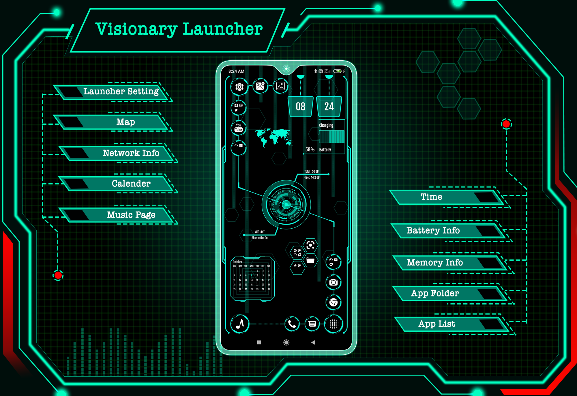 اسکرین شات 1 برنامه Visionary Launcher