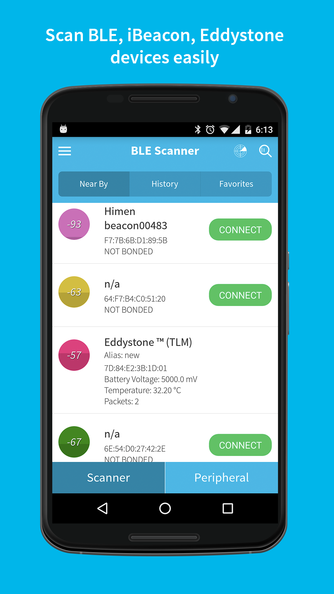 اسکرین شات 1 برنامه BLE Scanner (Connect & Notify)