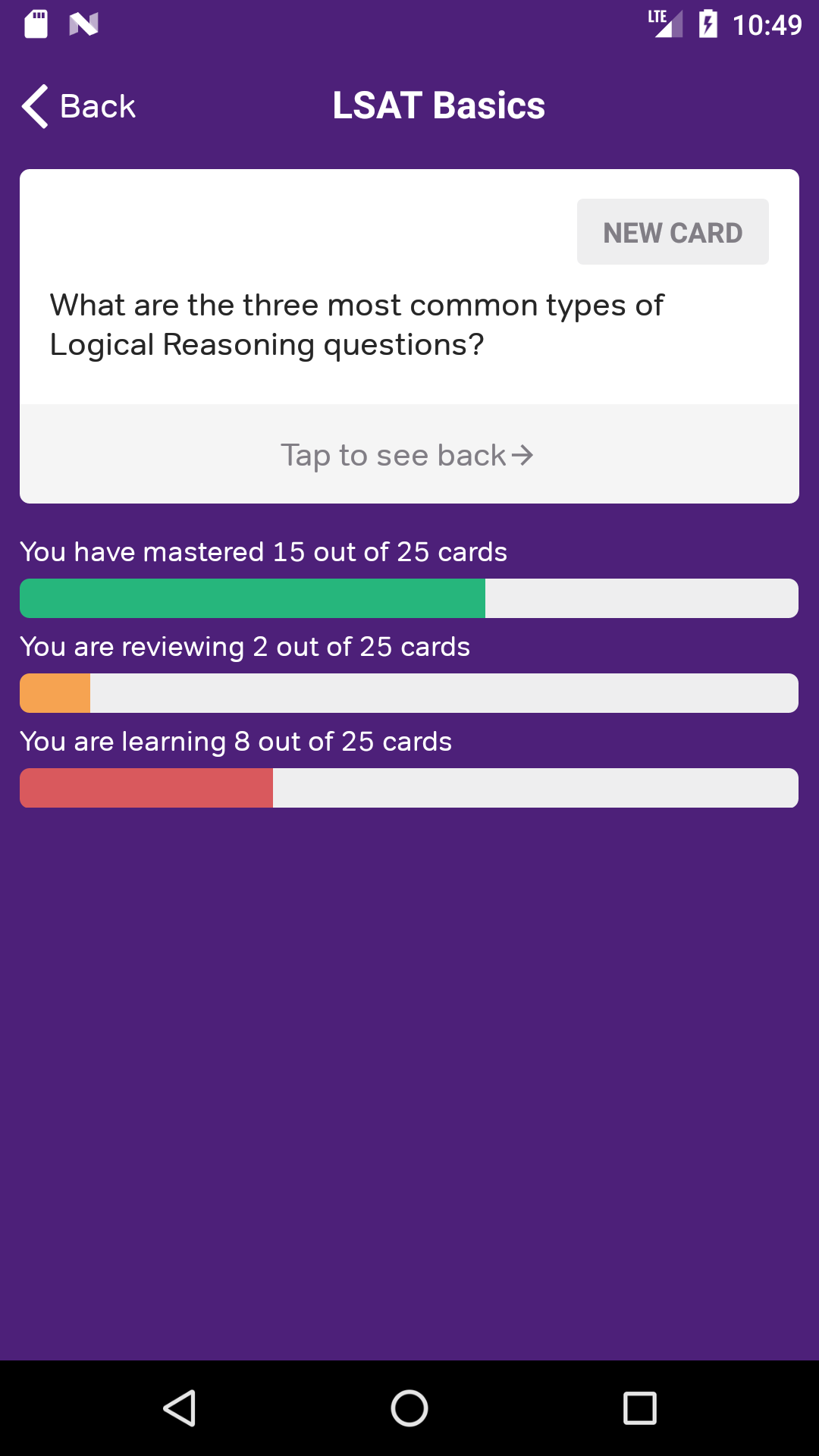 اسکرین شات 2 برنامه LSAT Prep, LSAT Flashcards
