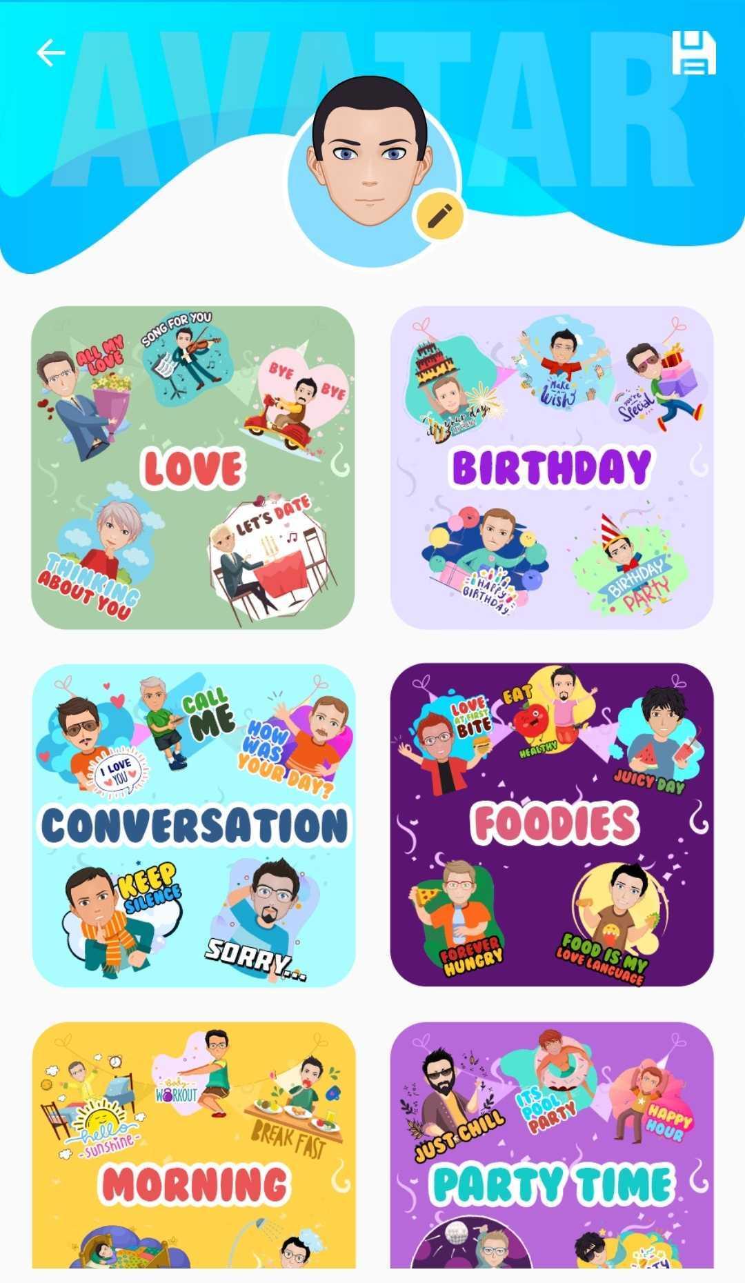 اسکرین شات 1 برنامه Avatar Sticker for WhatsApp