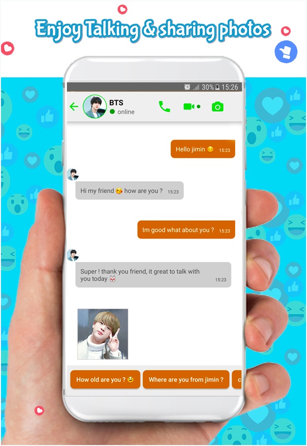 اسکرین شات 6 برنامه jimin bst Fake call & chat