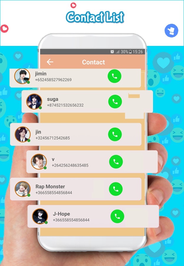 اسکرین شات 5 برنامه jimin bst Fake call & chat