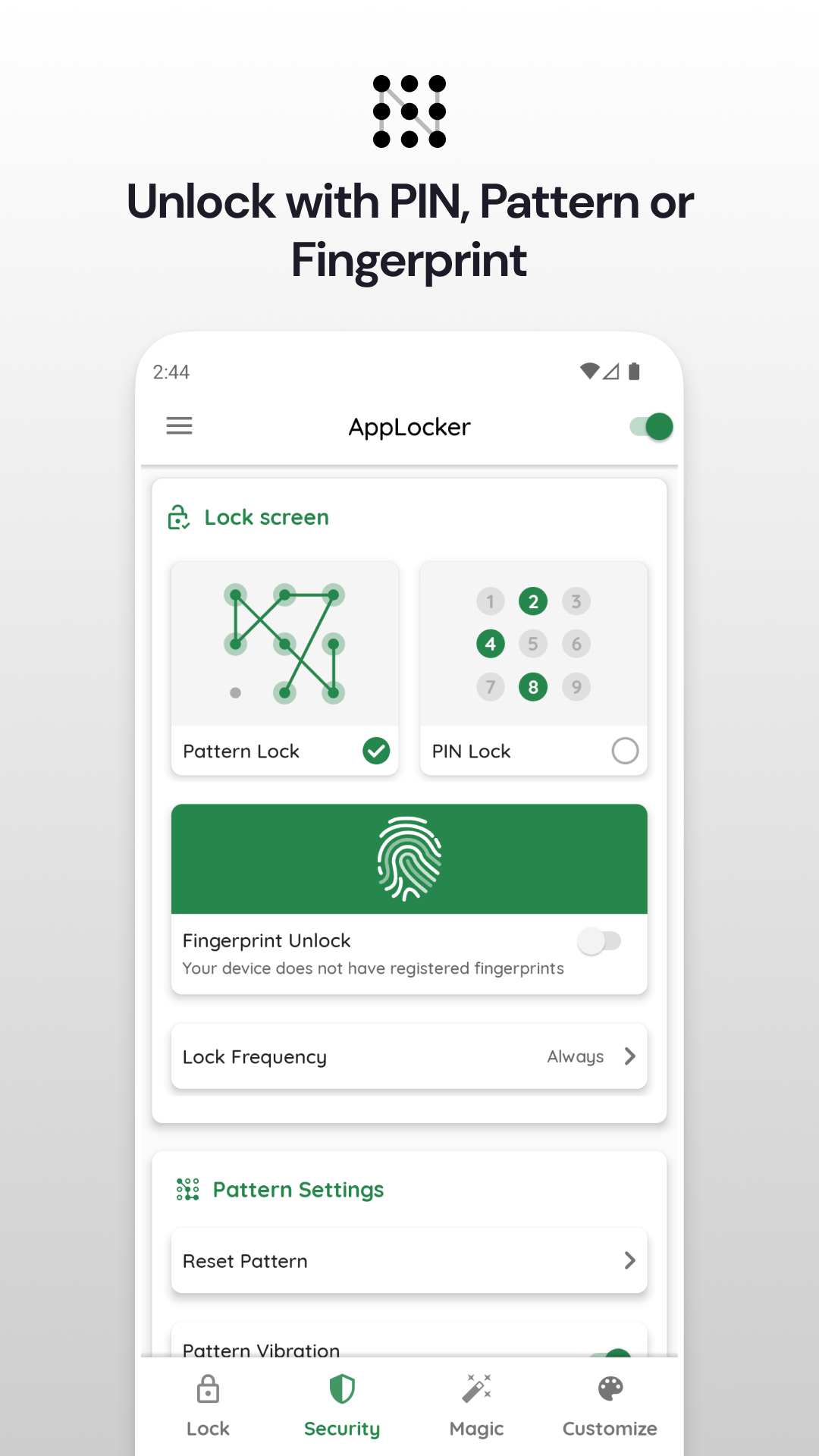 اسکرین شات 3 برنامه App Lock: Fingerprint, Pattern