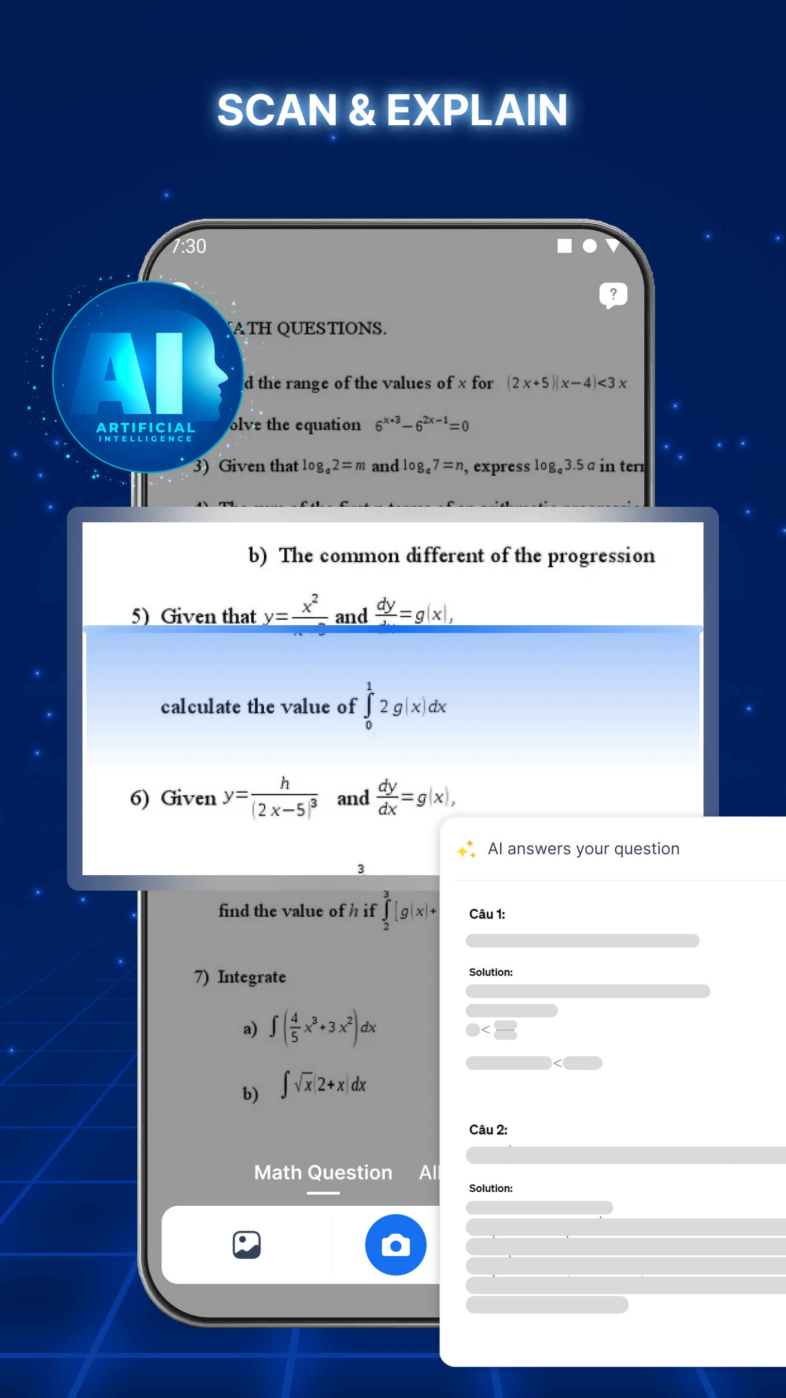 اسکرین شات 2 برنامه AI Math Tutor: Solve & Learn