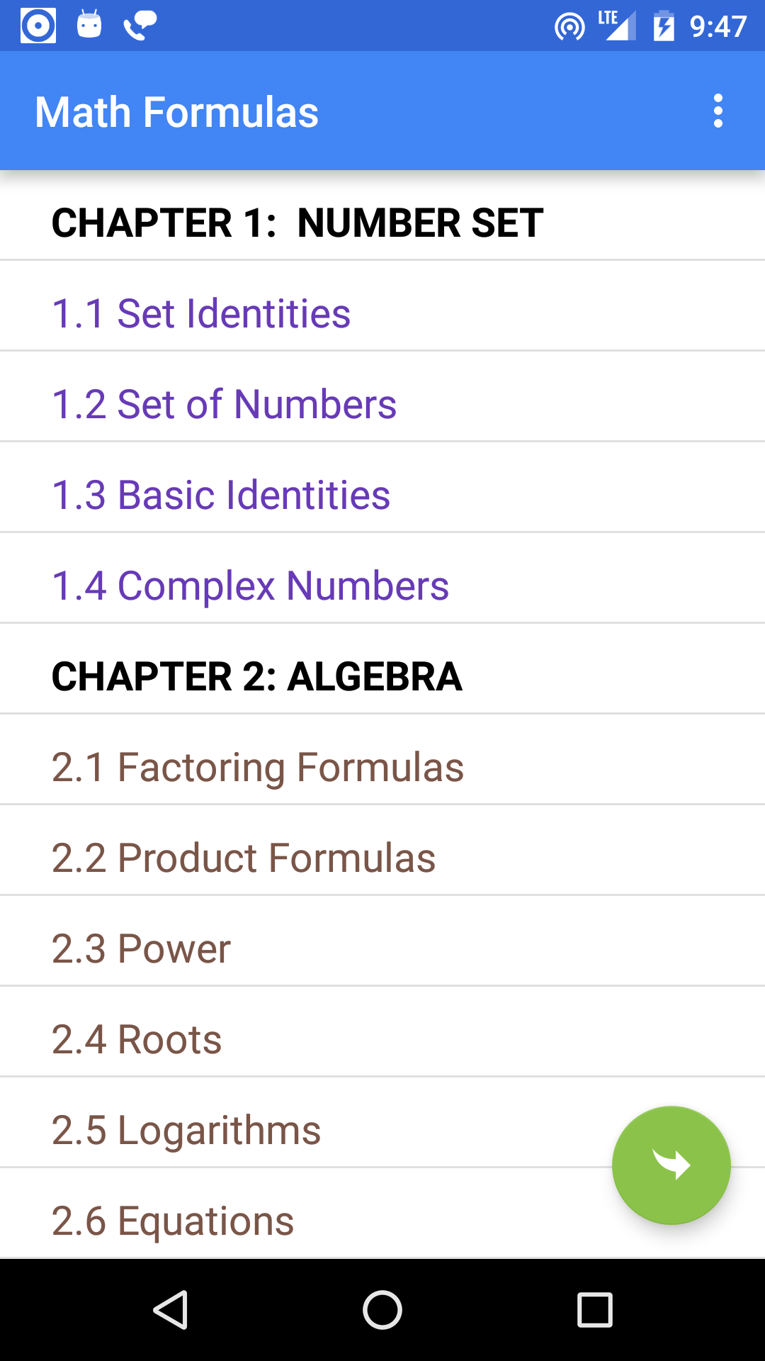 اسکرین شات 1 برنامه Math Formulas