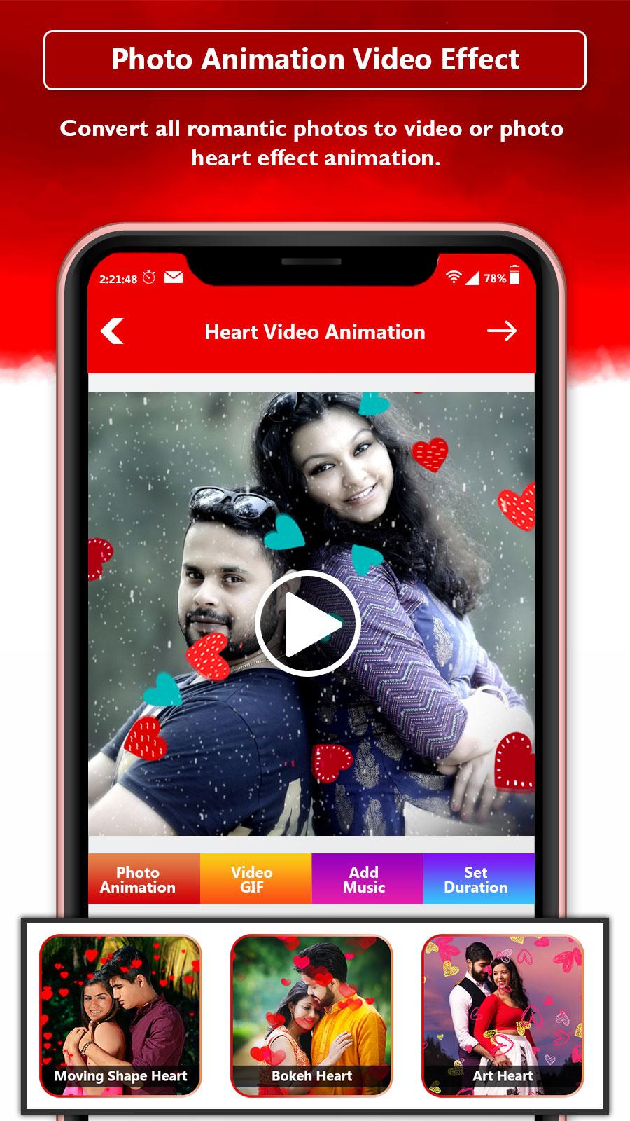 اسکرین شات 2 برنامه Heart Photo Effect Video Maker
