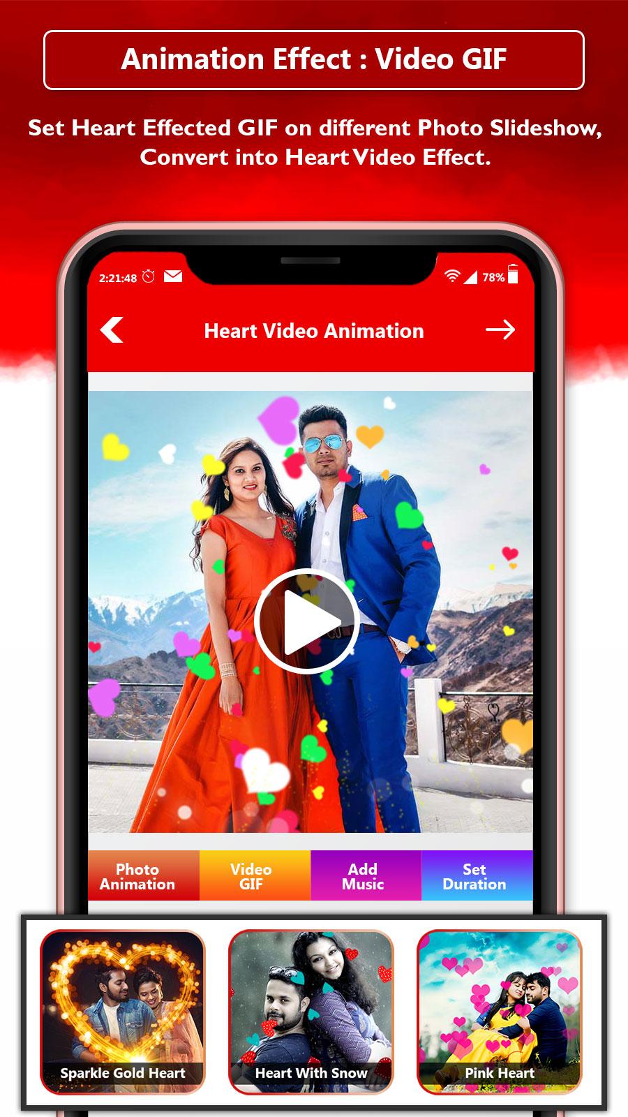 اسکرین شات 4 برنامه Heart Photo Effect Video Maker