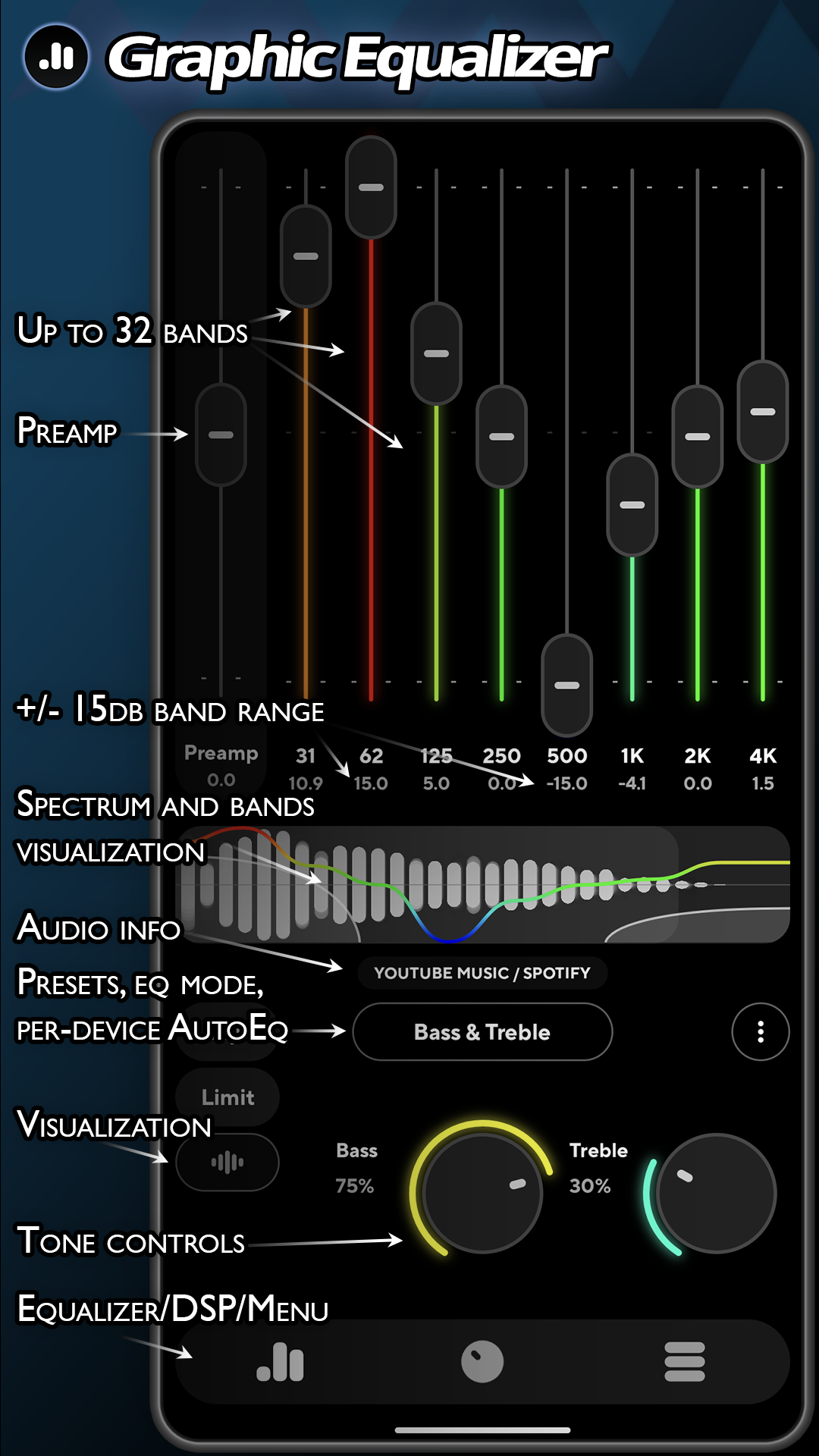 اسکرین شات 1 برنامه Poweramp Equalizer