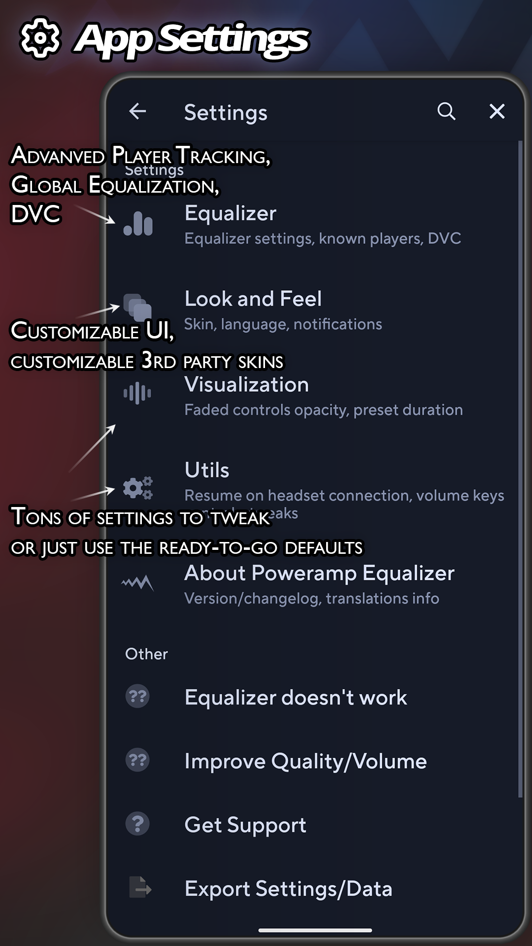 اسکرین شات 8 برنامه Poweramp Equalizer