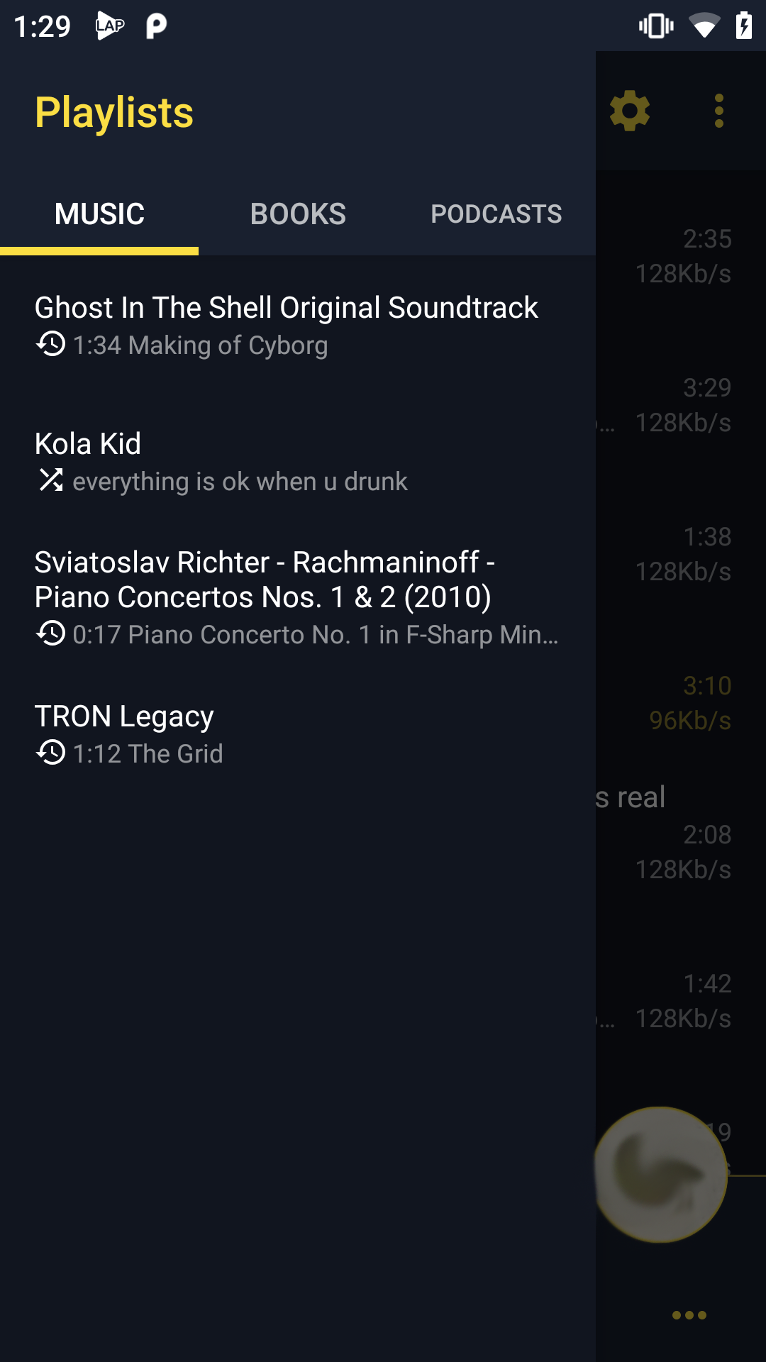 اسکرین شات 5 برنامه LAP - Light Audio Music Player
