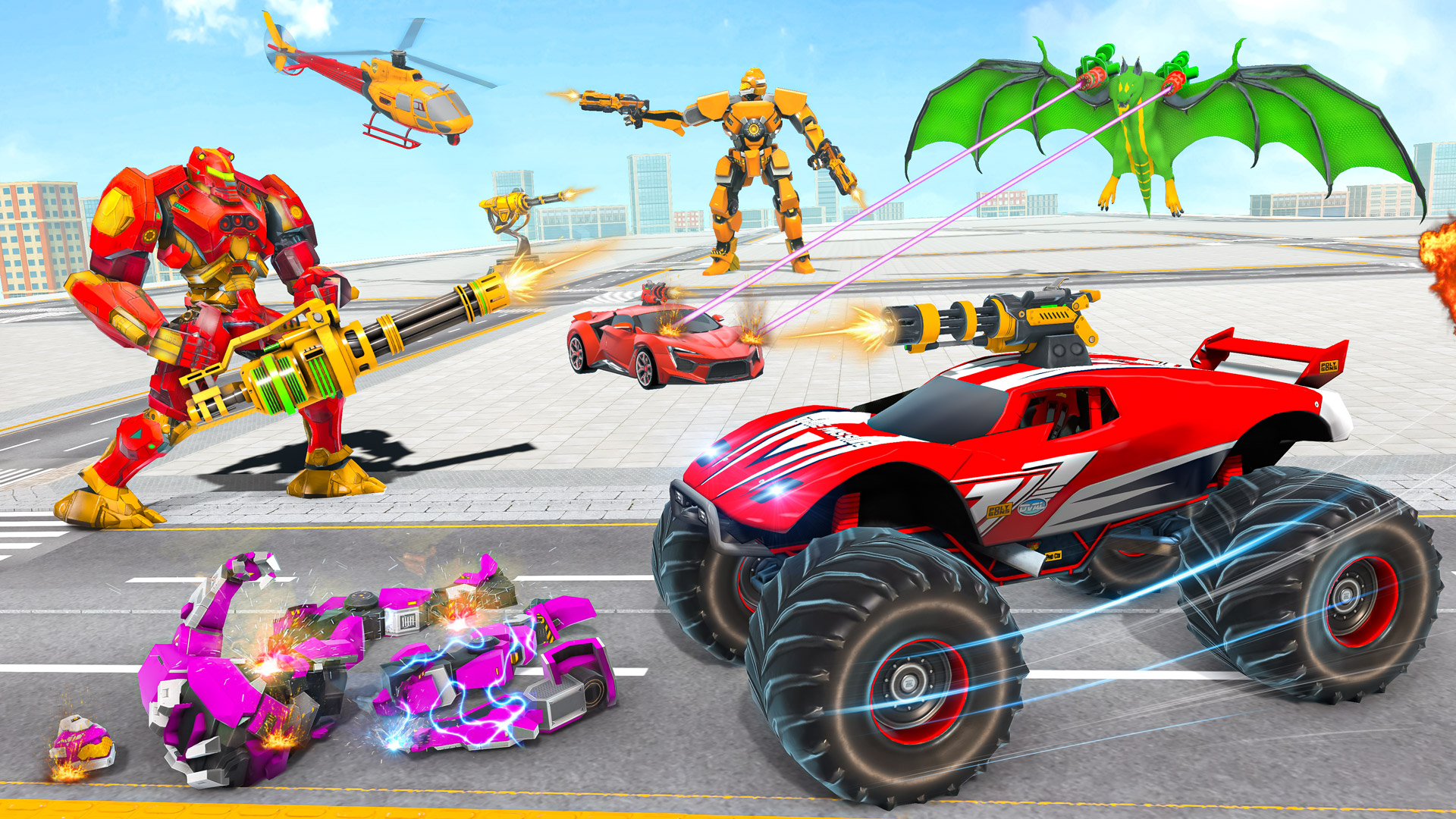 اسکرین شات 5 بازی Flying Truck - Robot Car Game
