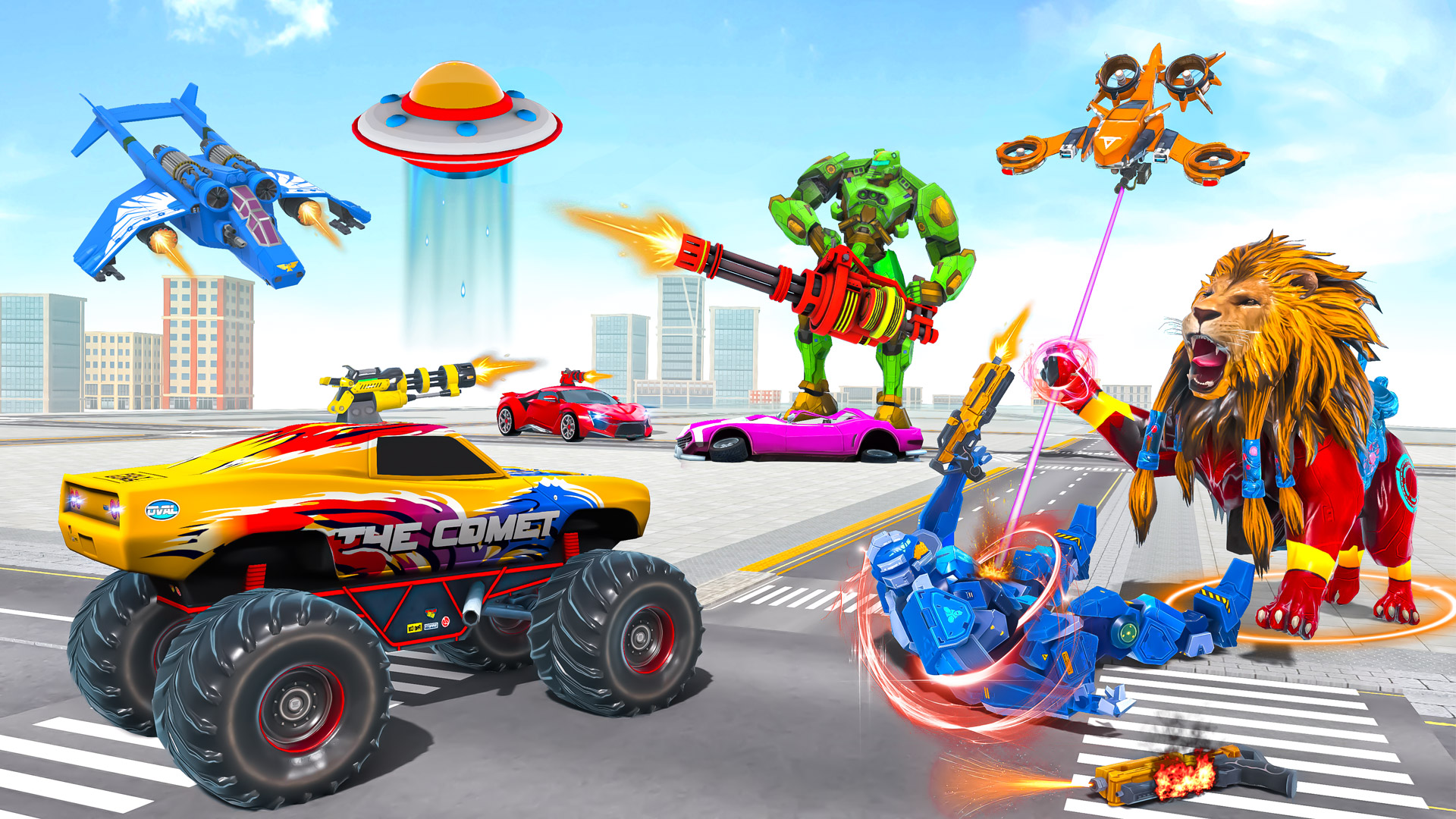 اسکرین شات 1 بازی Flying Truck - Robot Car Game