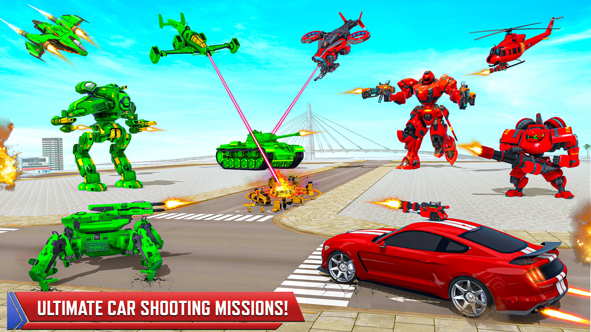 اسکرین شات 2 بازی Flying Truck - Robot Car Game