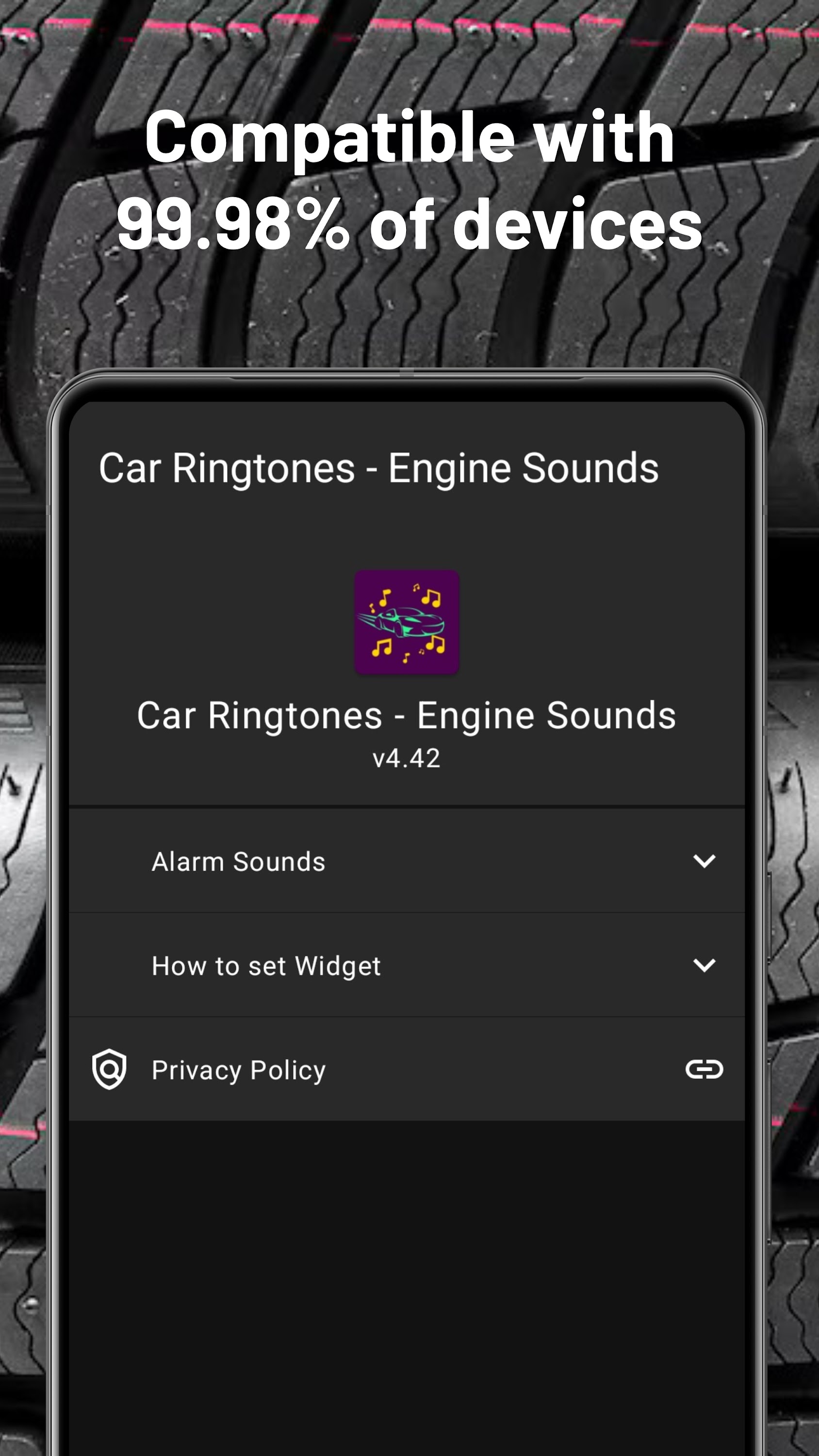 اسکرین شات 4 برنامه Car Ringtones — Engine Sounds