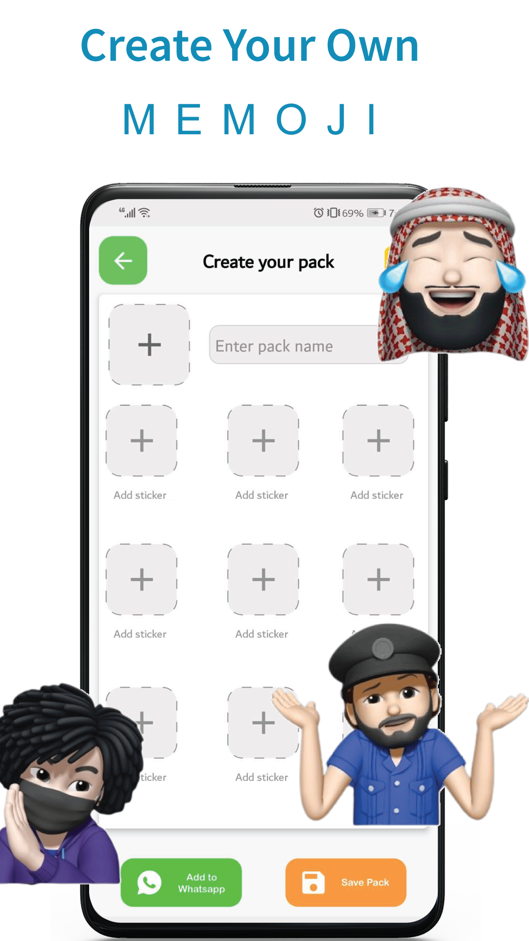 اسکرین شات 3 برنامه Memoji stickers for WhatsApp
