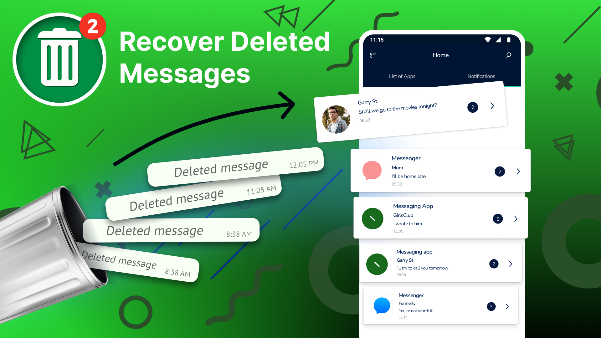 اسکرین شات 1 برنامه Deleted Messages Recovery