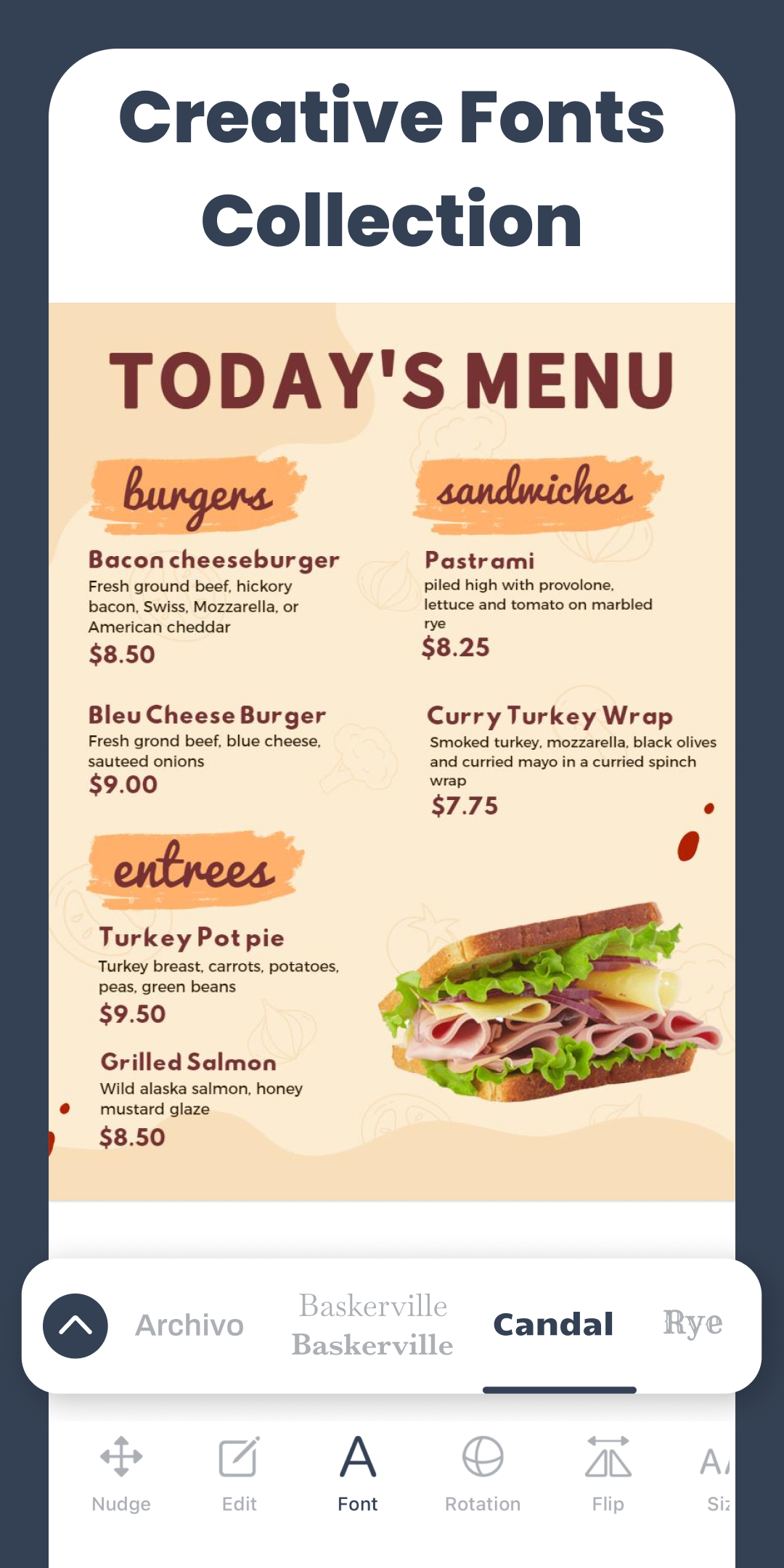 اسکرین شات 6 برنامه Menu Maker, Menu Templates