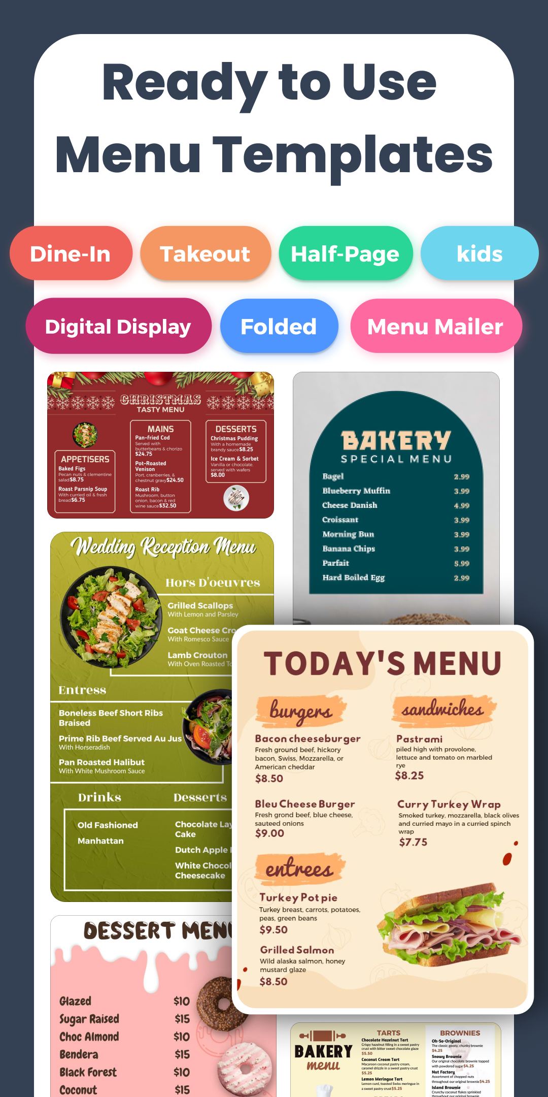 اسکرین شات 1 برنامه Menu Maker, Menu Templates