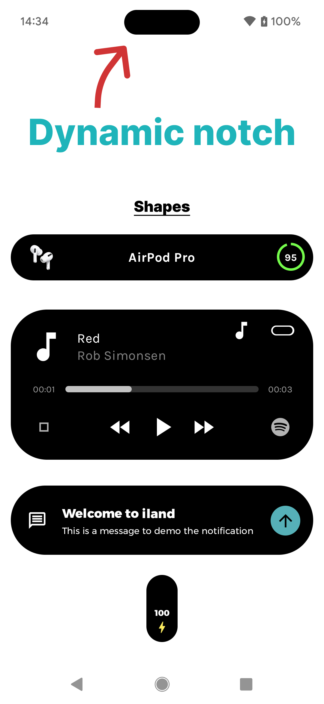 اسکرین شات 1 برنامه Dynamic notch iOS 16 - iLand