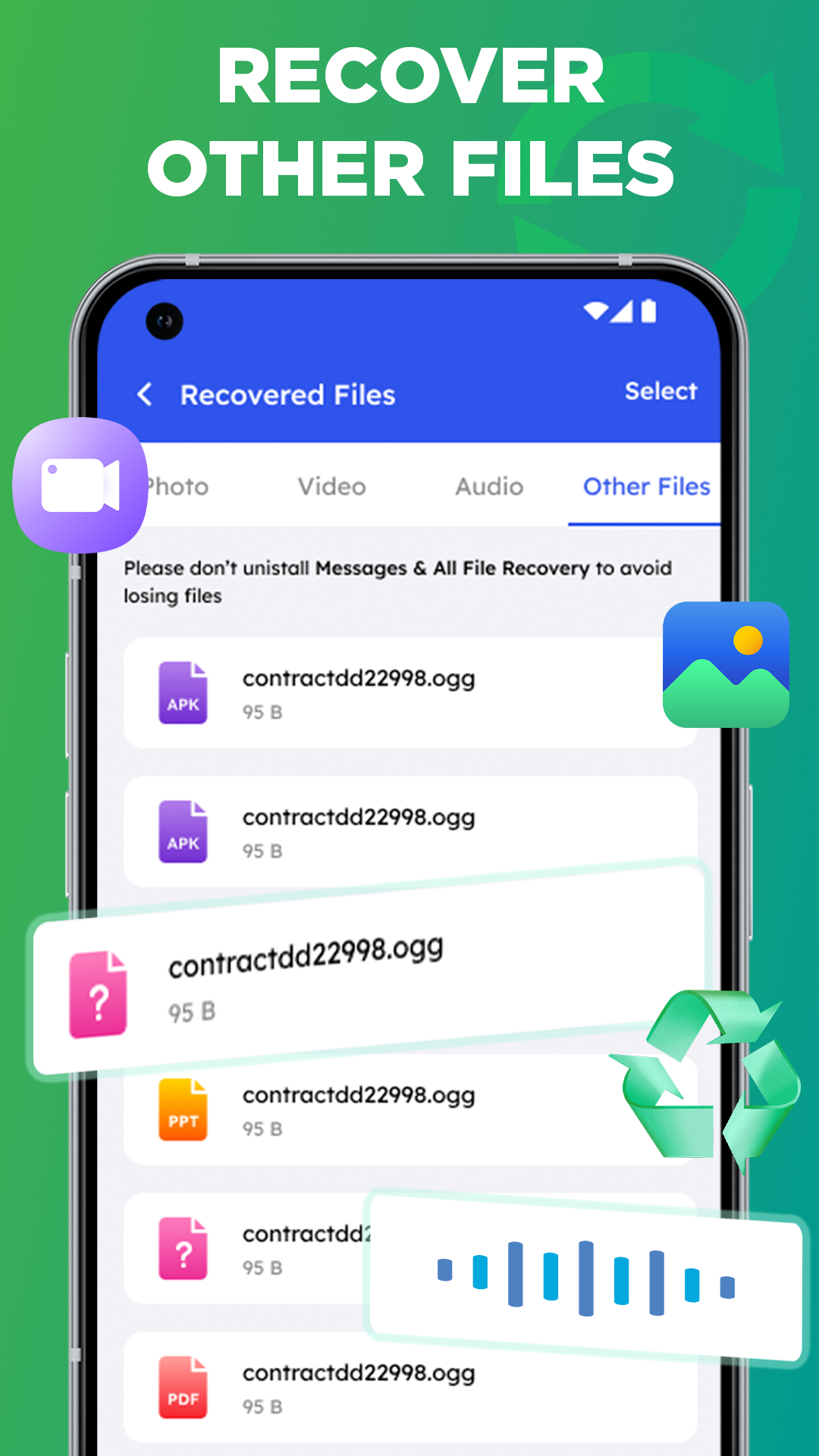 اسکرین شات 3 برنامه Message & All File Recovery
