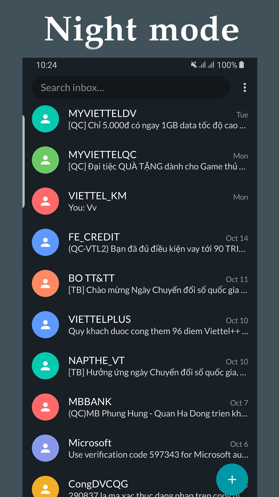 اسکرین شات 1 برنامه Text Messages: SMS + MMS