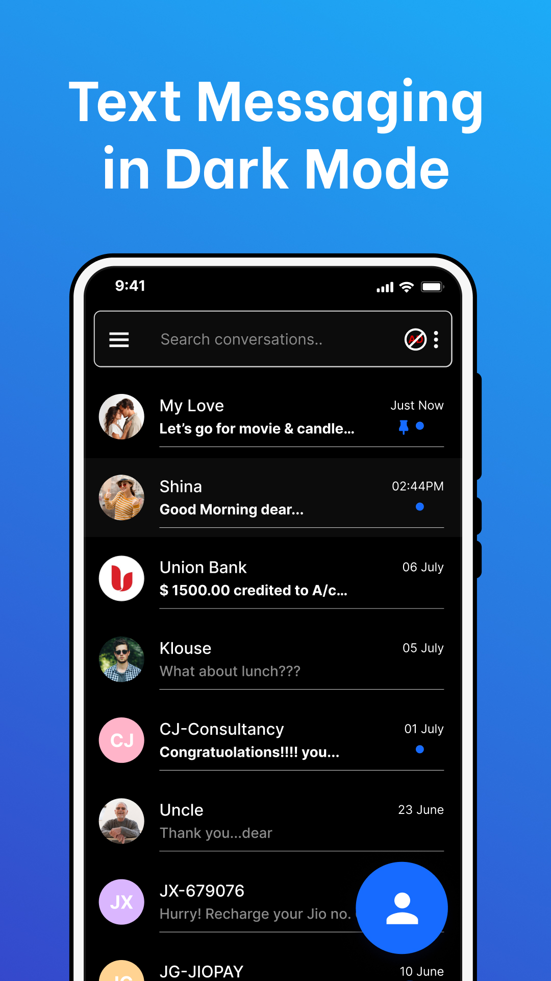 اسکرین شات 2 برنامه Messages: SMS, Messenger Home