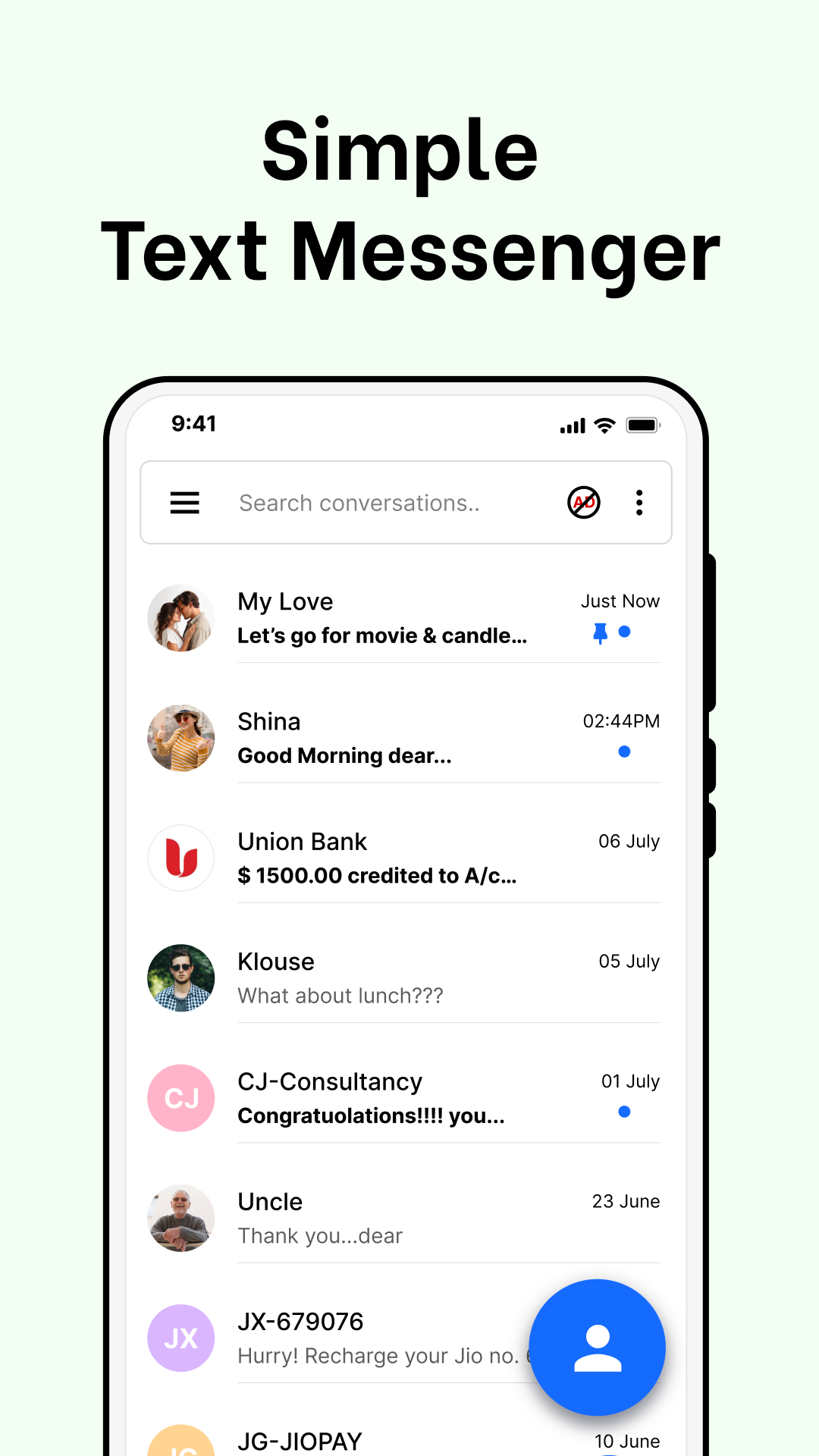 اسکرین شات 1 برنامه Messages: SMS, Messenger Home