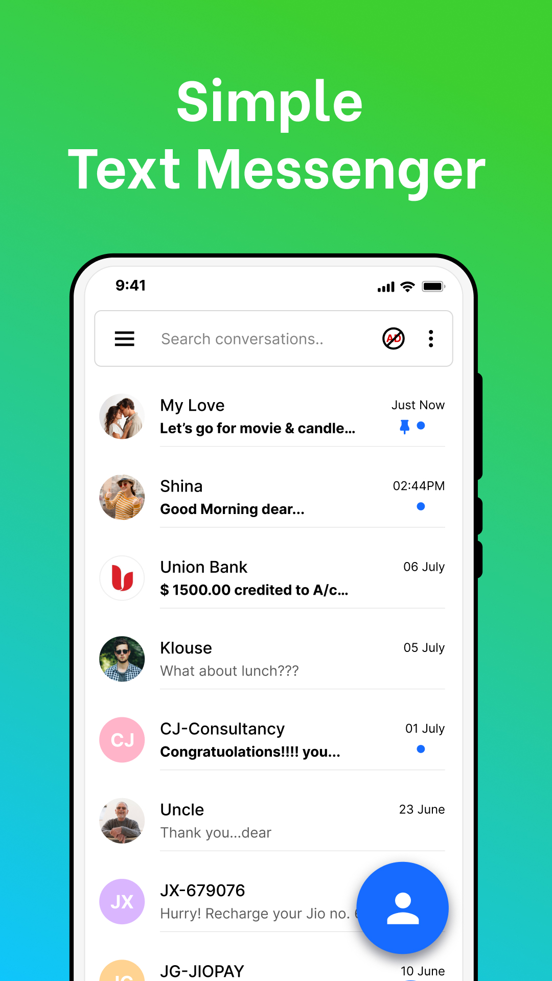 اسکرین شات 1 برنامه Messages: SMS, Messenger Home