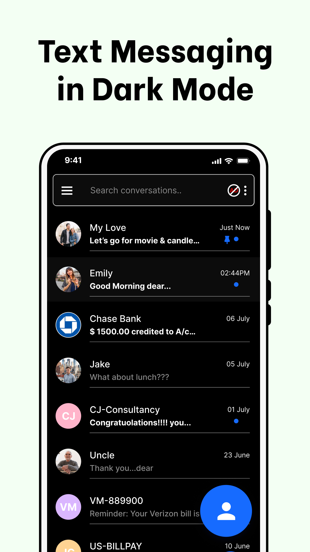اسکرین شات 2 برنامه Messages: SMS, Messenger Home