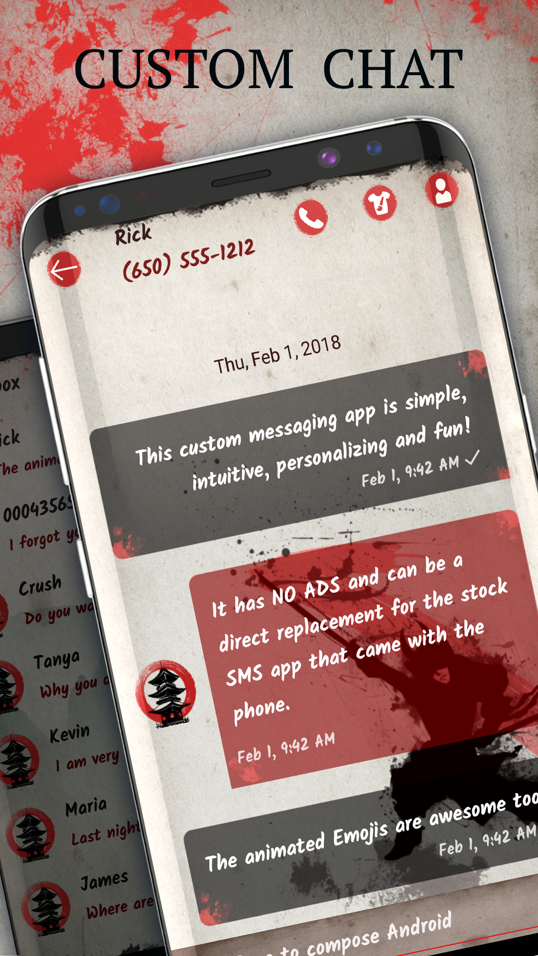 اسکرین شات 2 برنامه Samurai SMS theme
